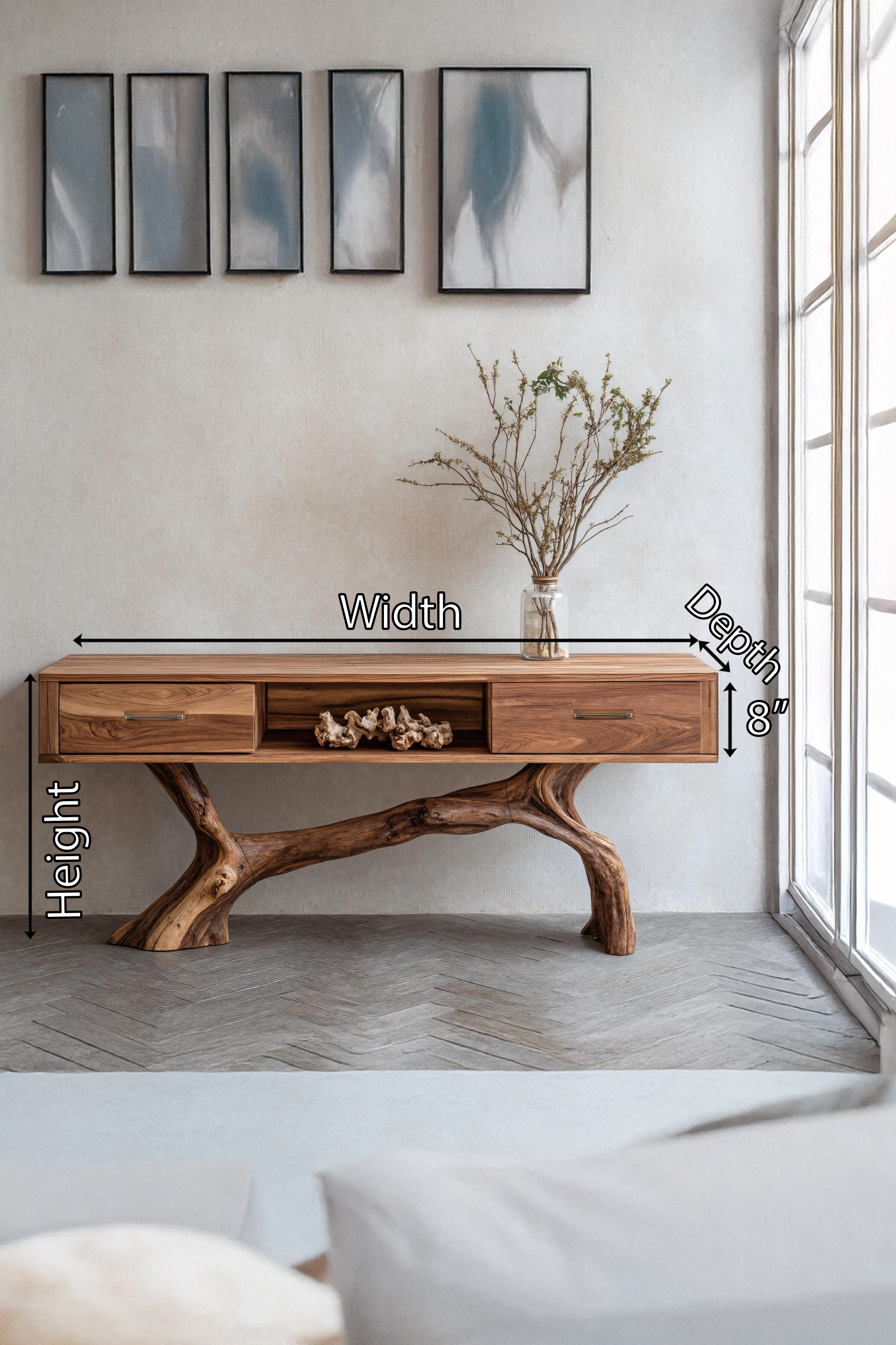 Handcrafted Live Edge Entryway Table For Furniture Decor Accent SILDTTRCS007