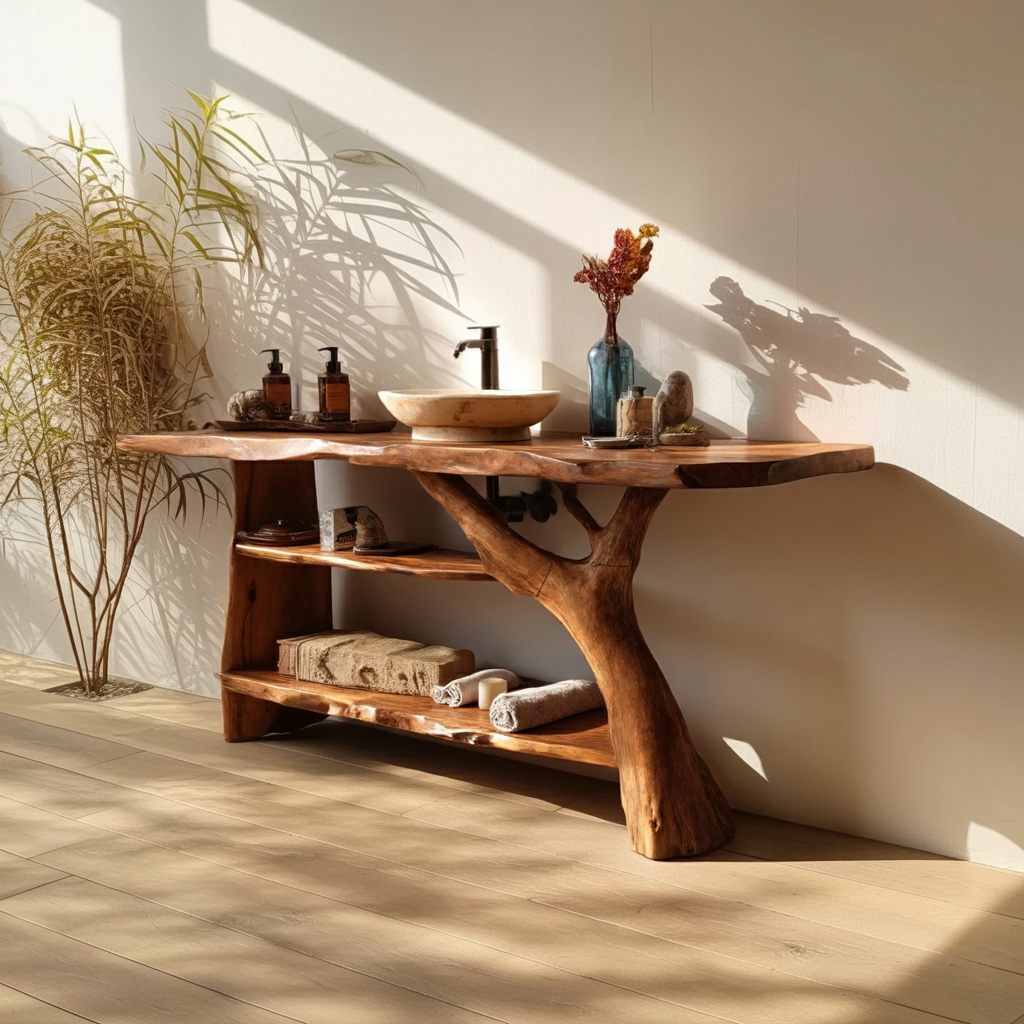 Handcrafted Solid Wood Bathroom Vanity For Modern Rustic Bathroom Design SILDTTRBRV072