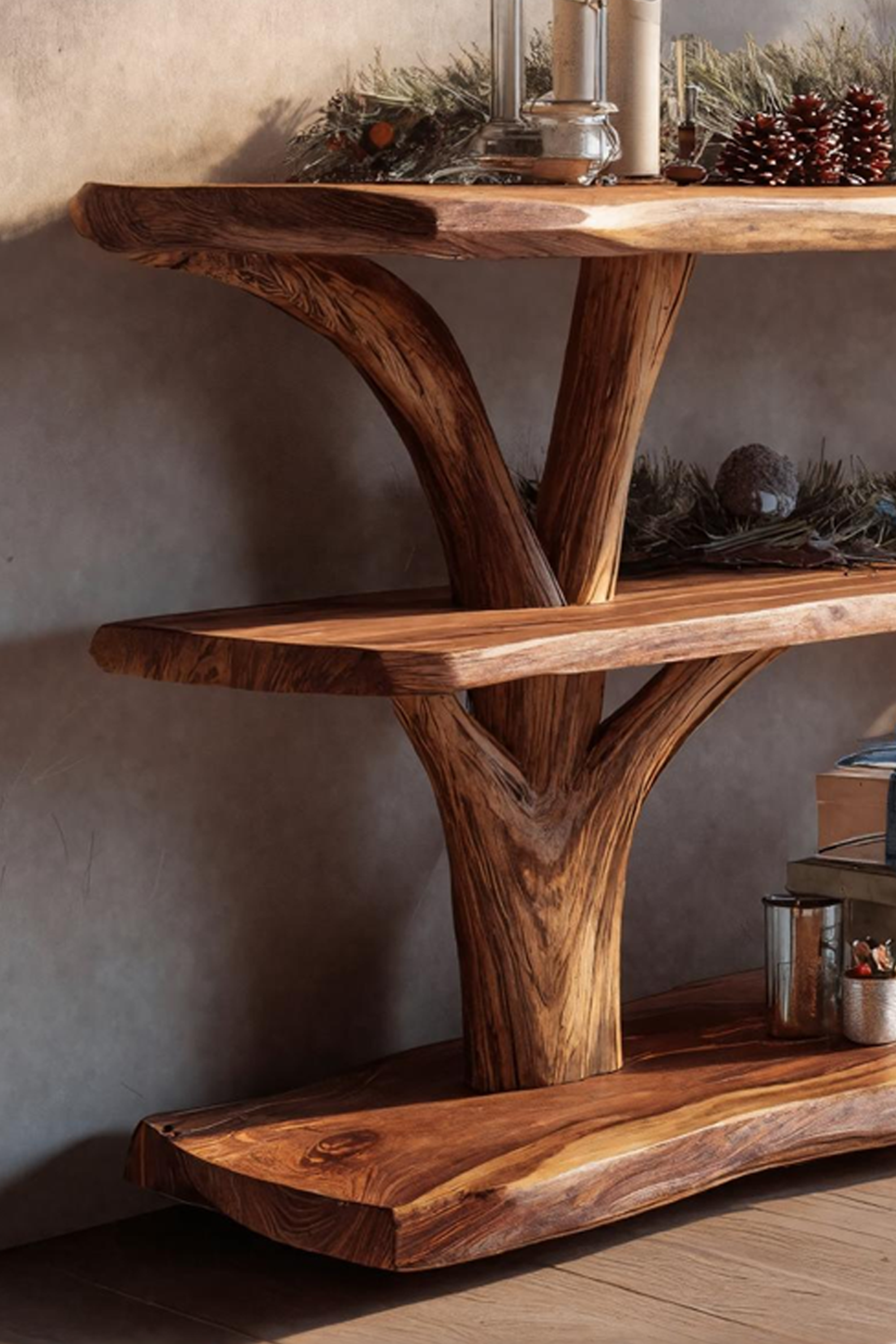 Handcrafted Solid Wood Console Table For Christmas Bedroom Furniture Style SILDTTRCSC015