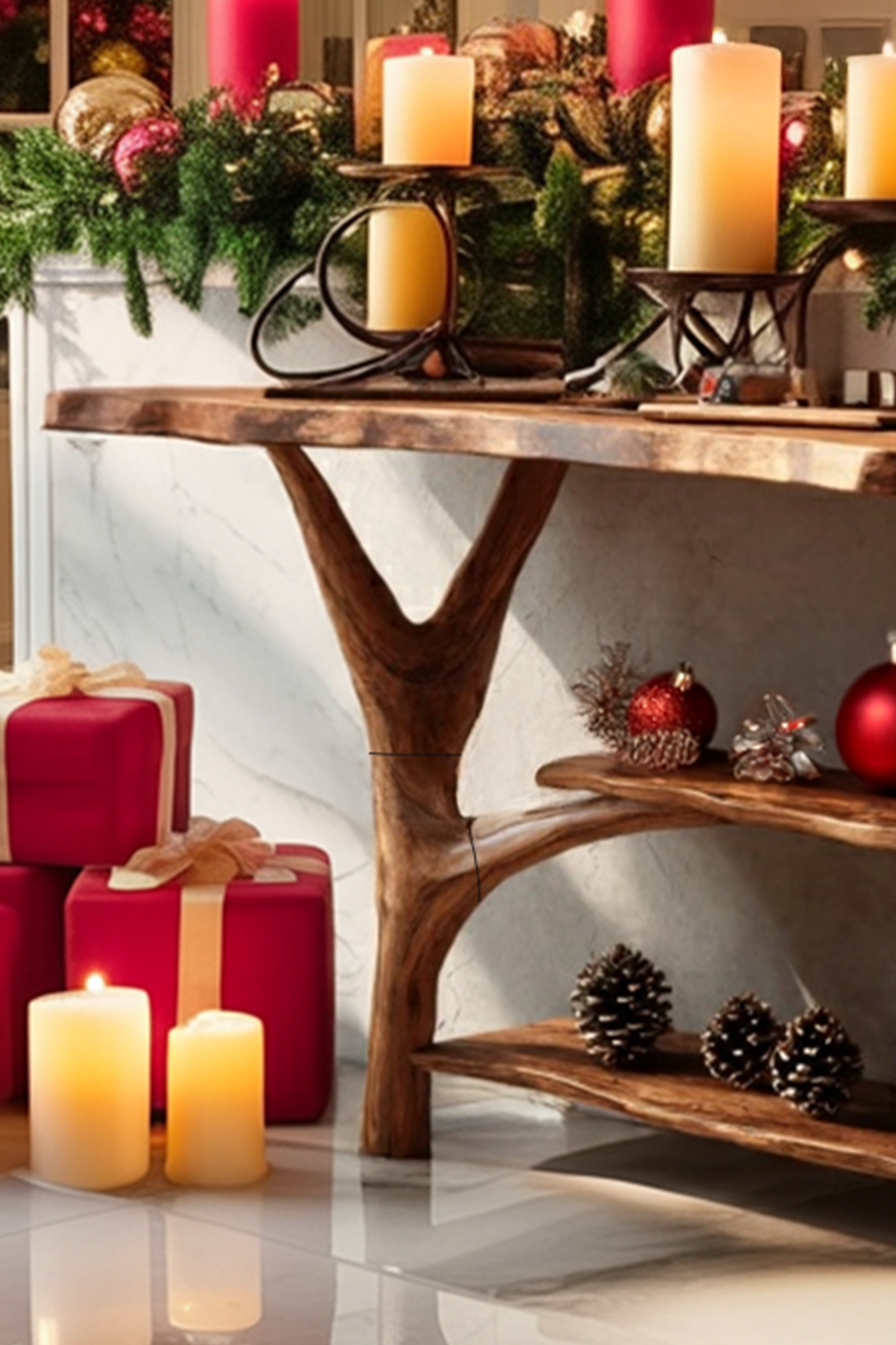 Handcrafted Live Edge Entryway Table For Holiday Furniture Xmas Accent SILDTTRCSC035