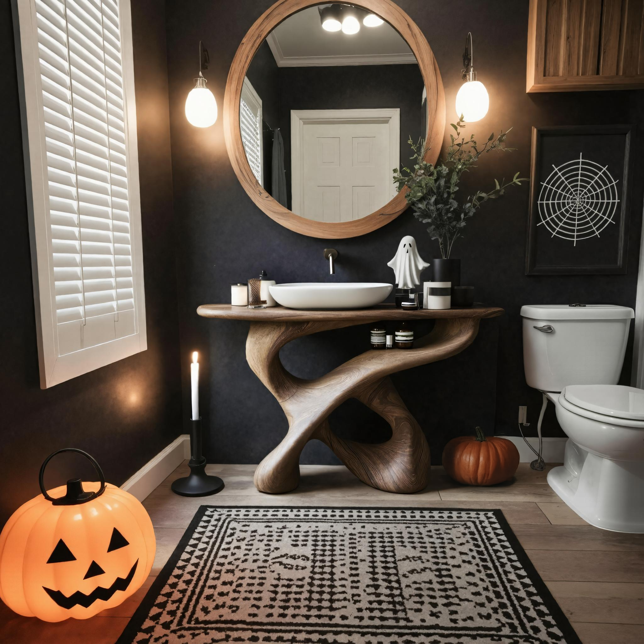 Handcrafted Wooden Live Edge Vanity For Bathroom Halloween Decor SILDTTNHBV001