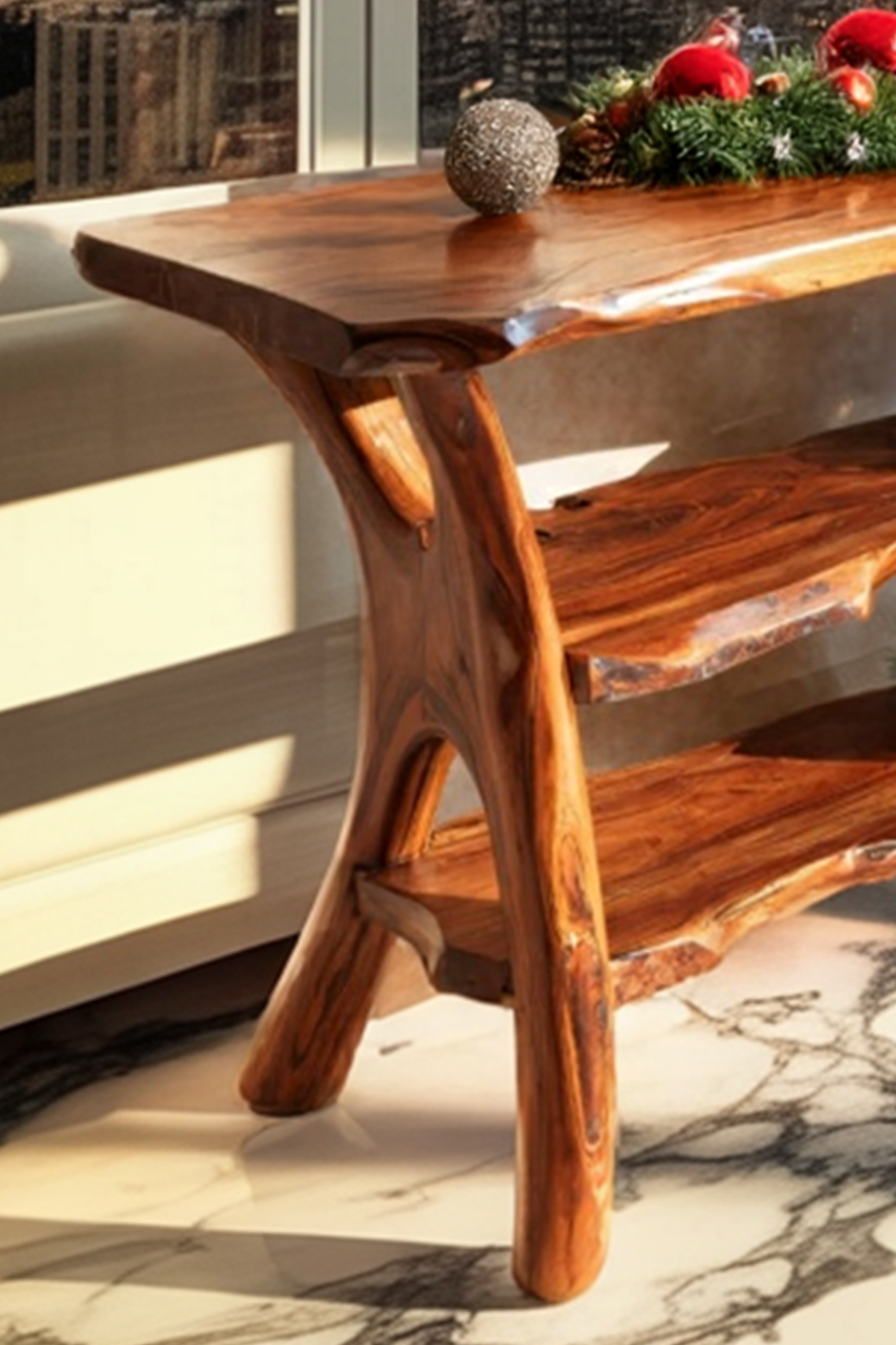 Farmhouse Wooden Live Edge Console Table For Seasonal Holiday Bedroom Decor SILDTTRCSC038