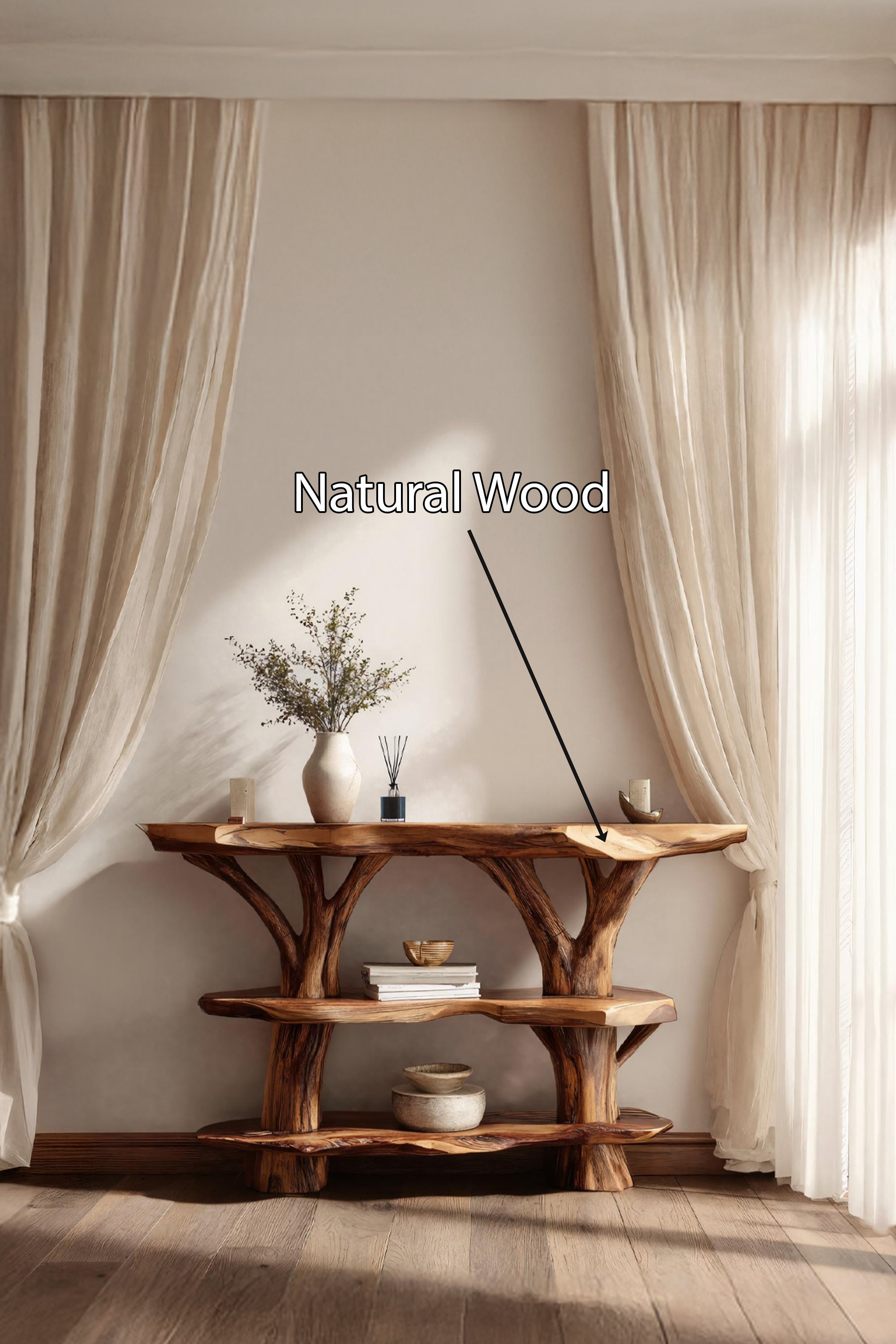 Farmhouse Wooden Live Edge Console Table For Entryway Country Furniture SILDTTNCS042