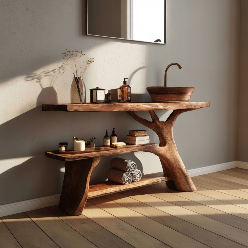 Mid Century Solid Wood Bathroom Vanity For Classic Furniture Home Design SILDTTRBRV086