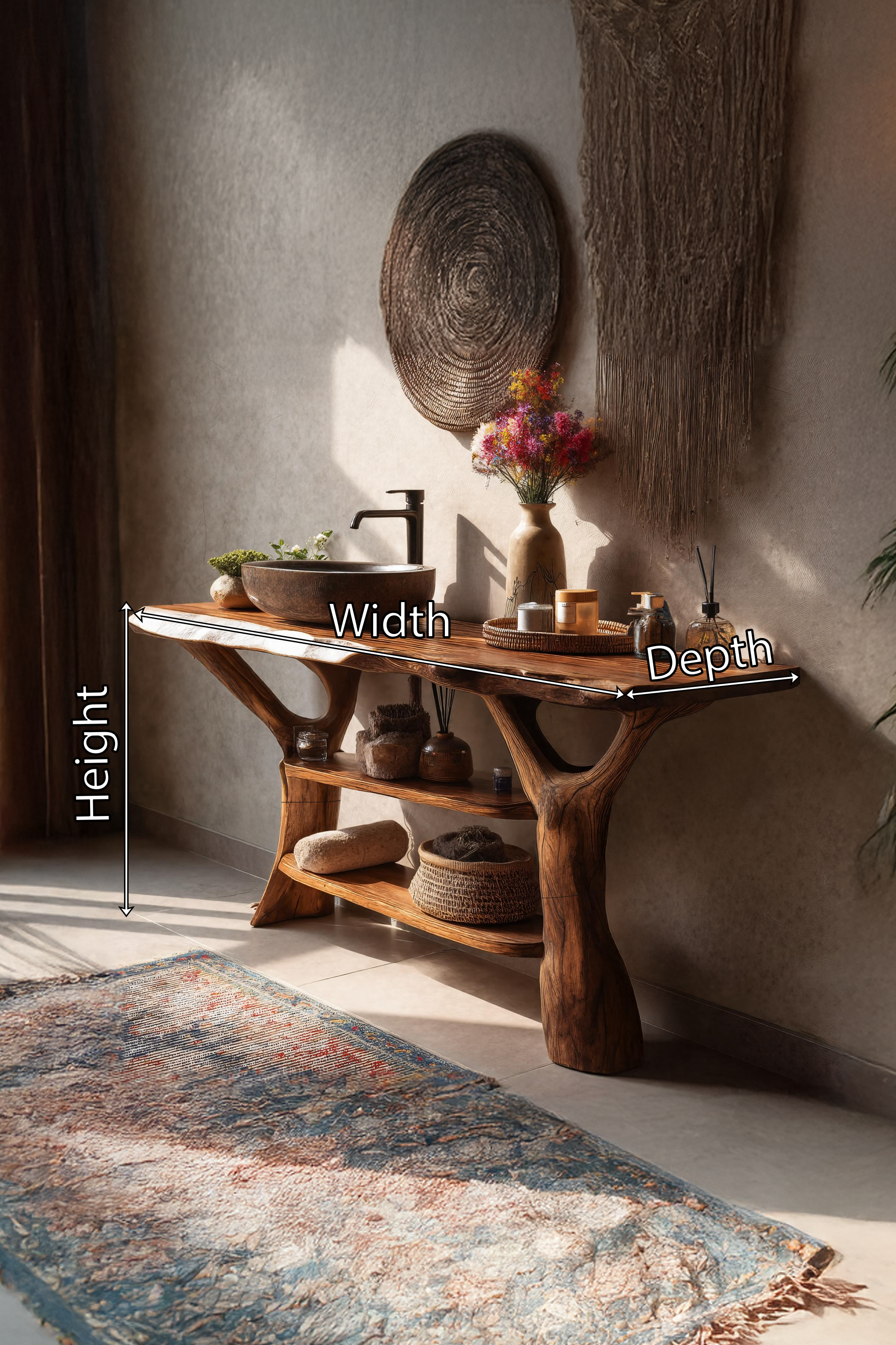 Mid Century Solid Wood Bathroom Vanity For Rustic Furniture Decoration SILDTTRBRV074