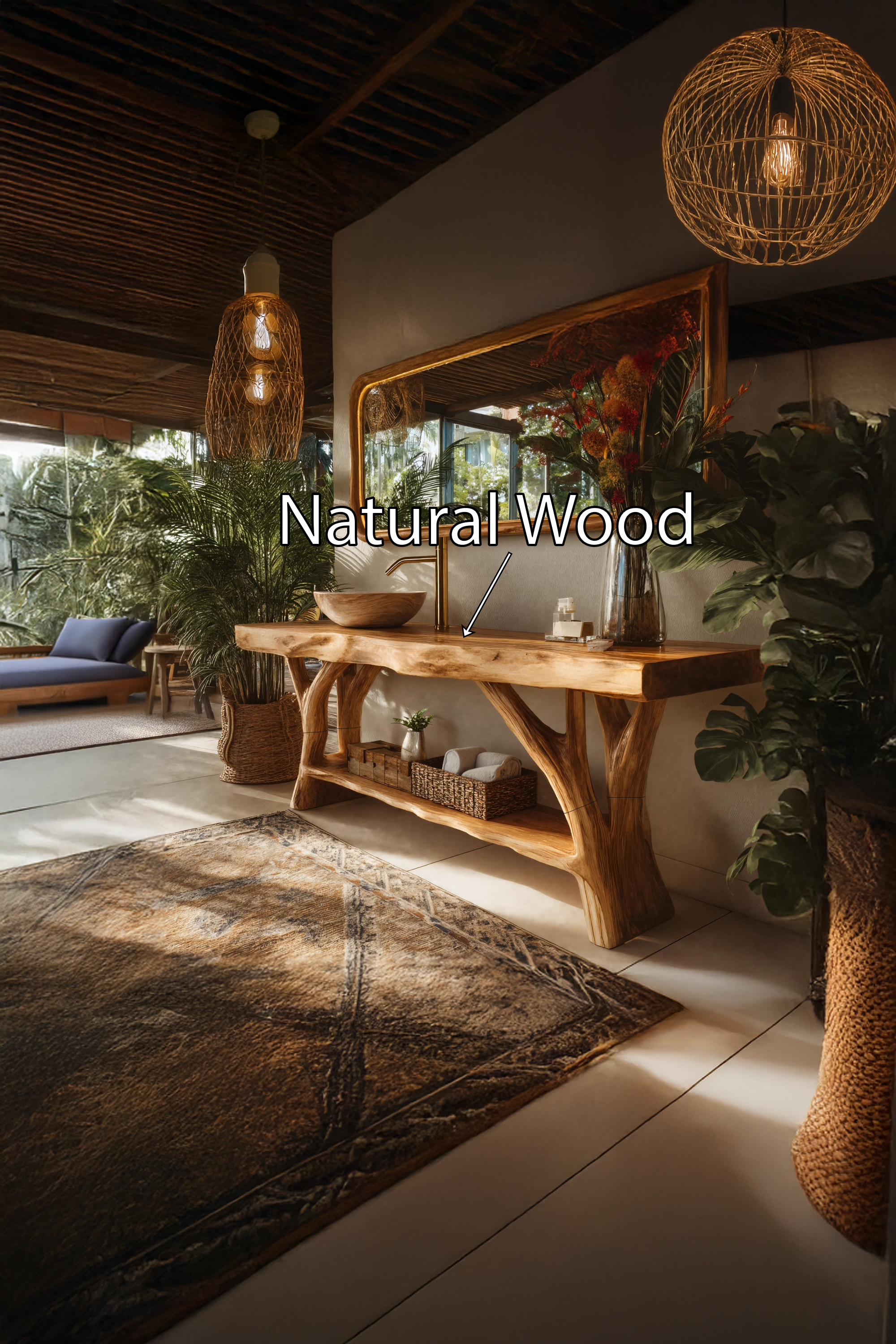 Mid Century Live Edge Tree Trunk Vanity For Stylish Furniture Design SILDTTRBRV078