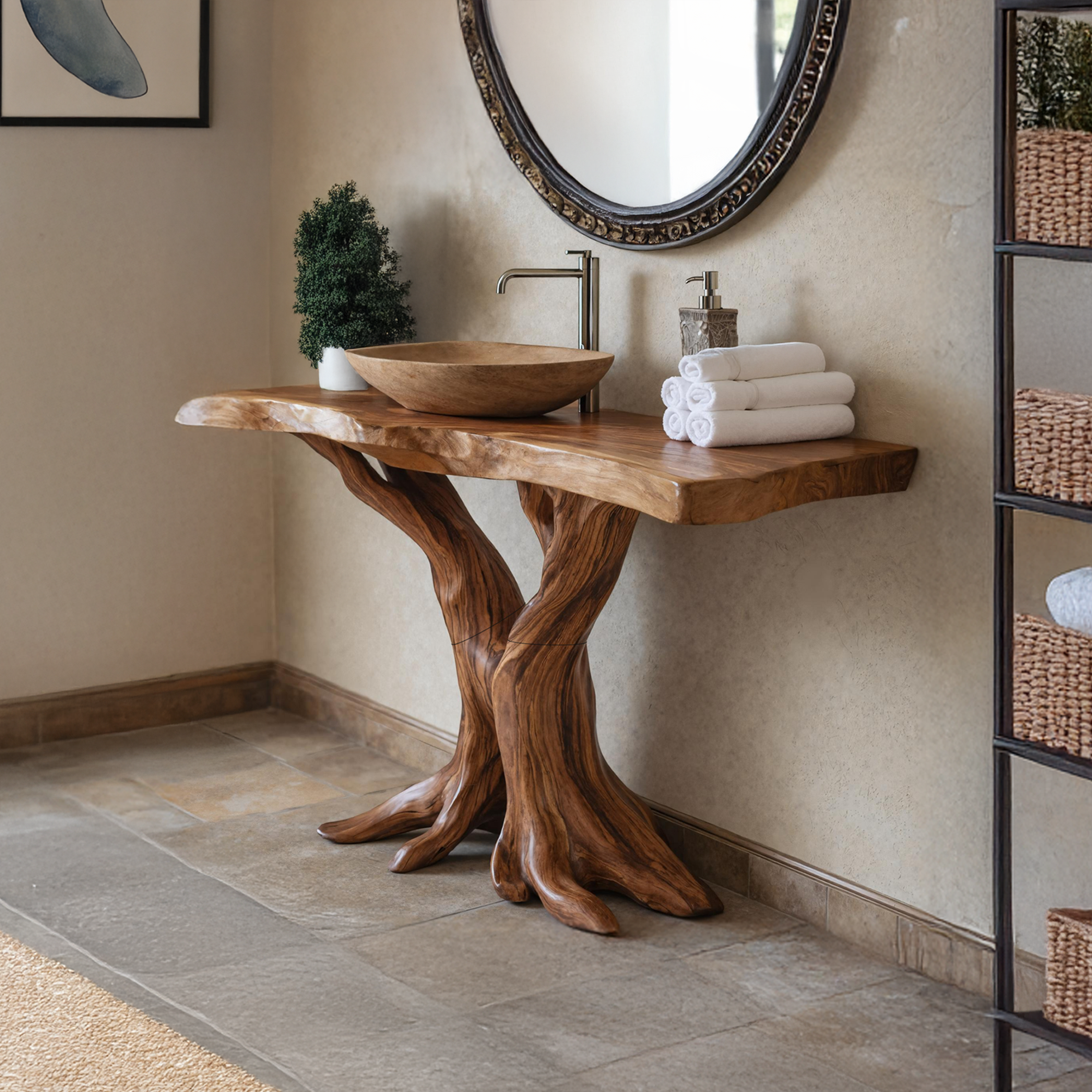 Modern Live Edge Bathroom Vanity Handmade Wood For Bathroom Decor SILDTTRBRV125