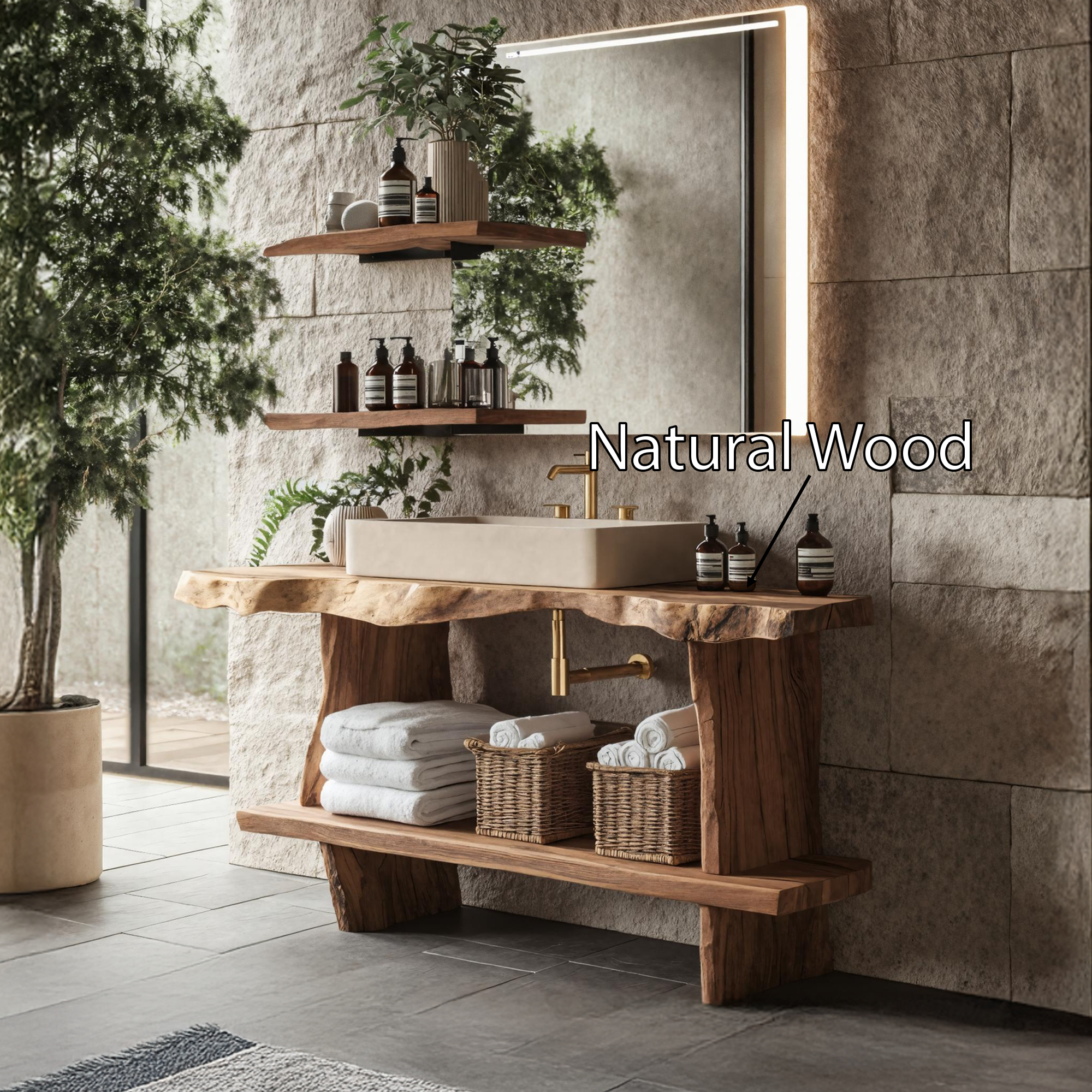Bathroom Furniture Rustic Vanity With Live Edge Top SILDTTRBRV054