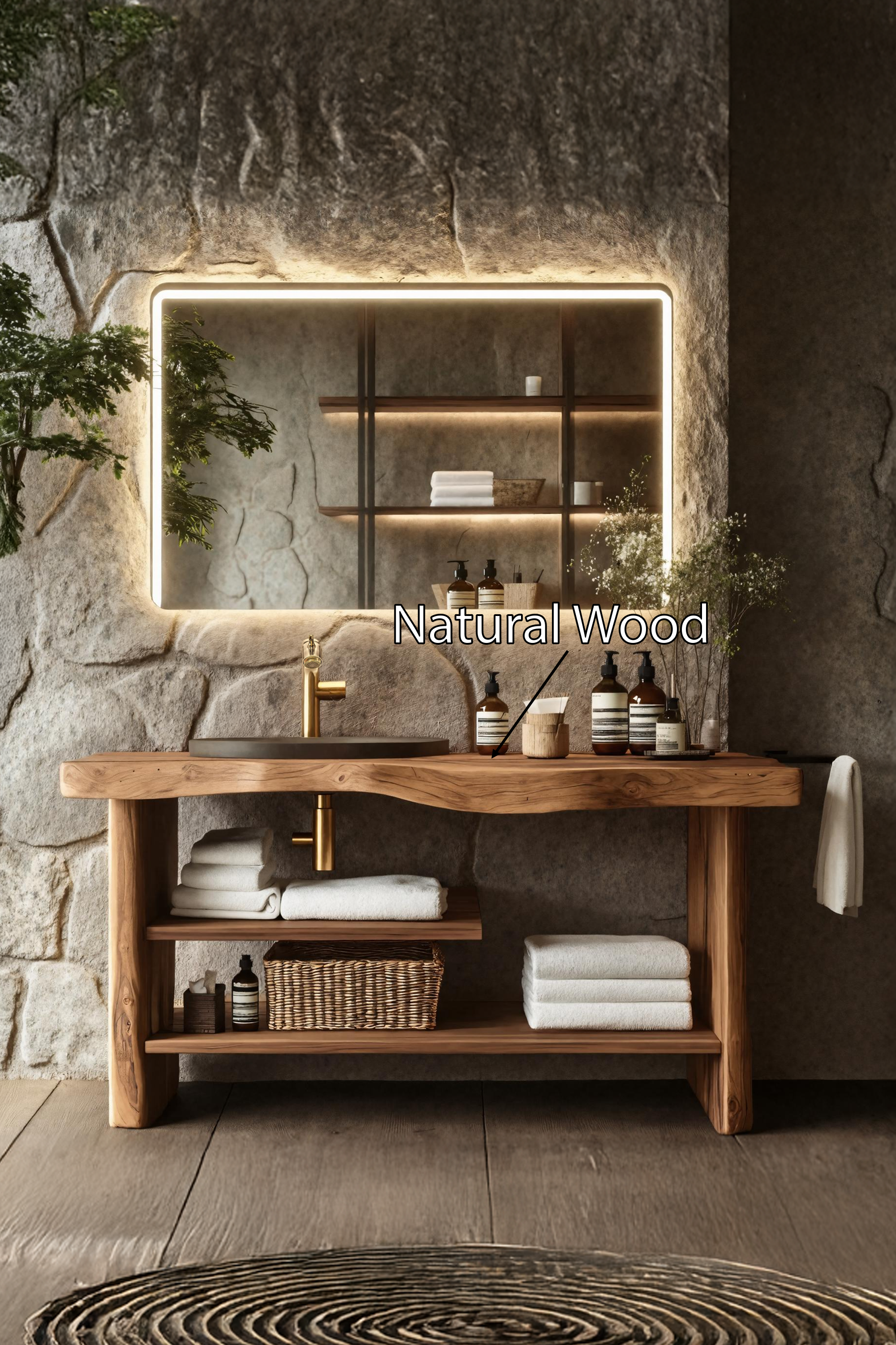 Handcrafted Wooden Storage Vanity For Bathroom Decor SILDTTRBRV055