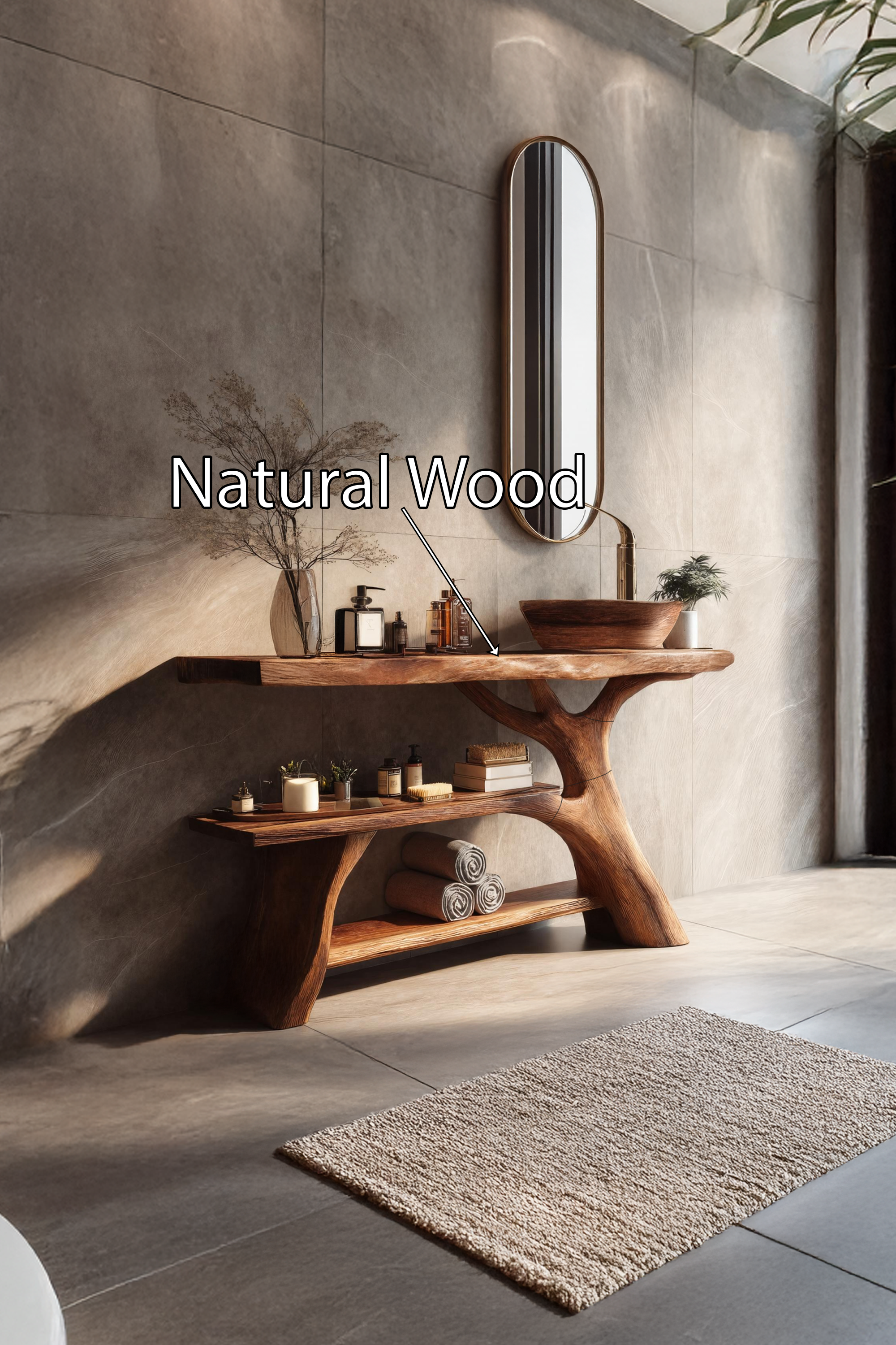 Mid Century Solid Wood Bathroom Vanity For Classic Furniture Home Design SILDTTRBRV086