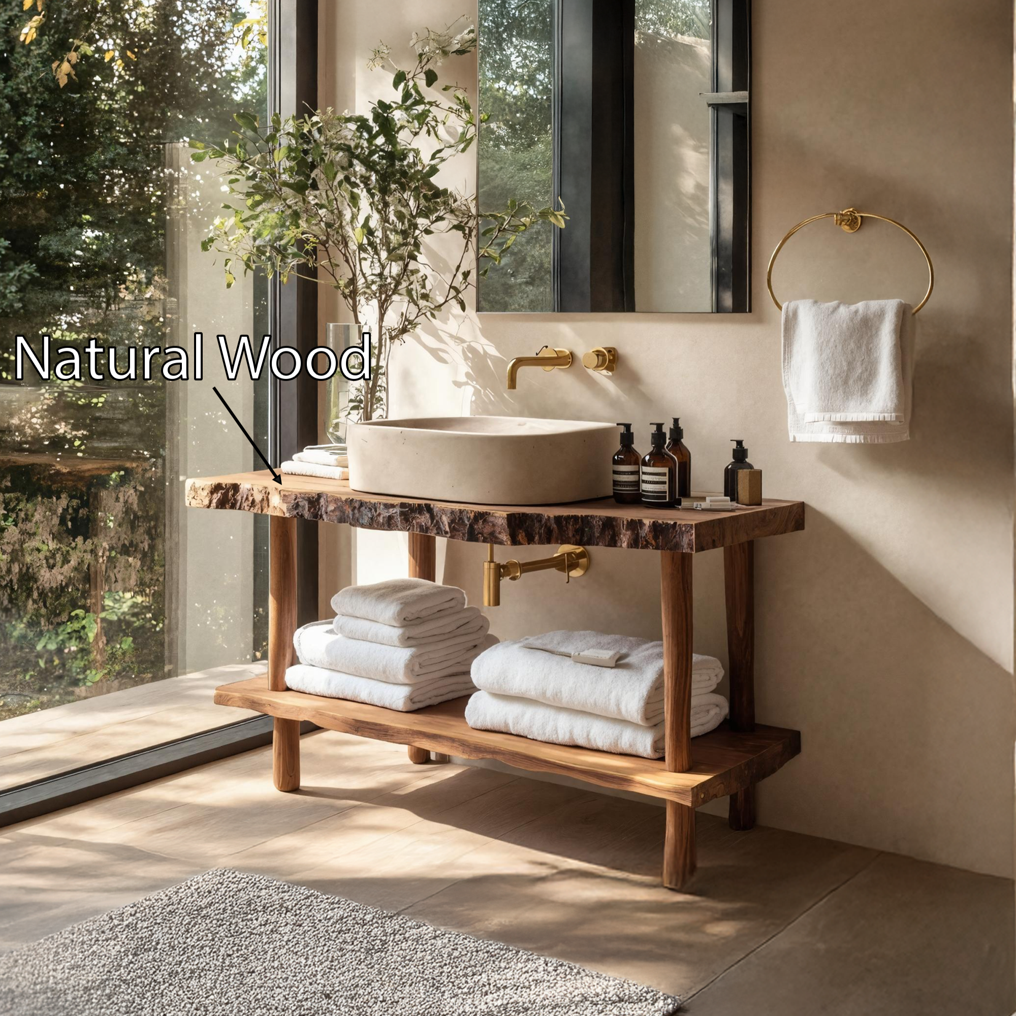 Mid Century Wooden Vanity For Bathroom Furniture Decor SILDTTRBRV034