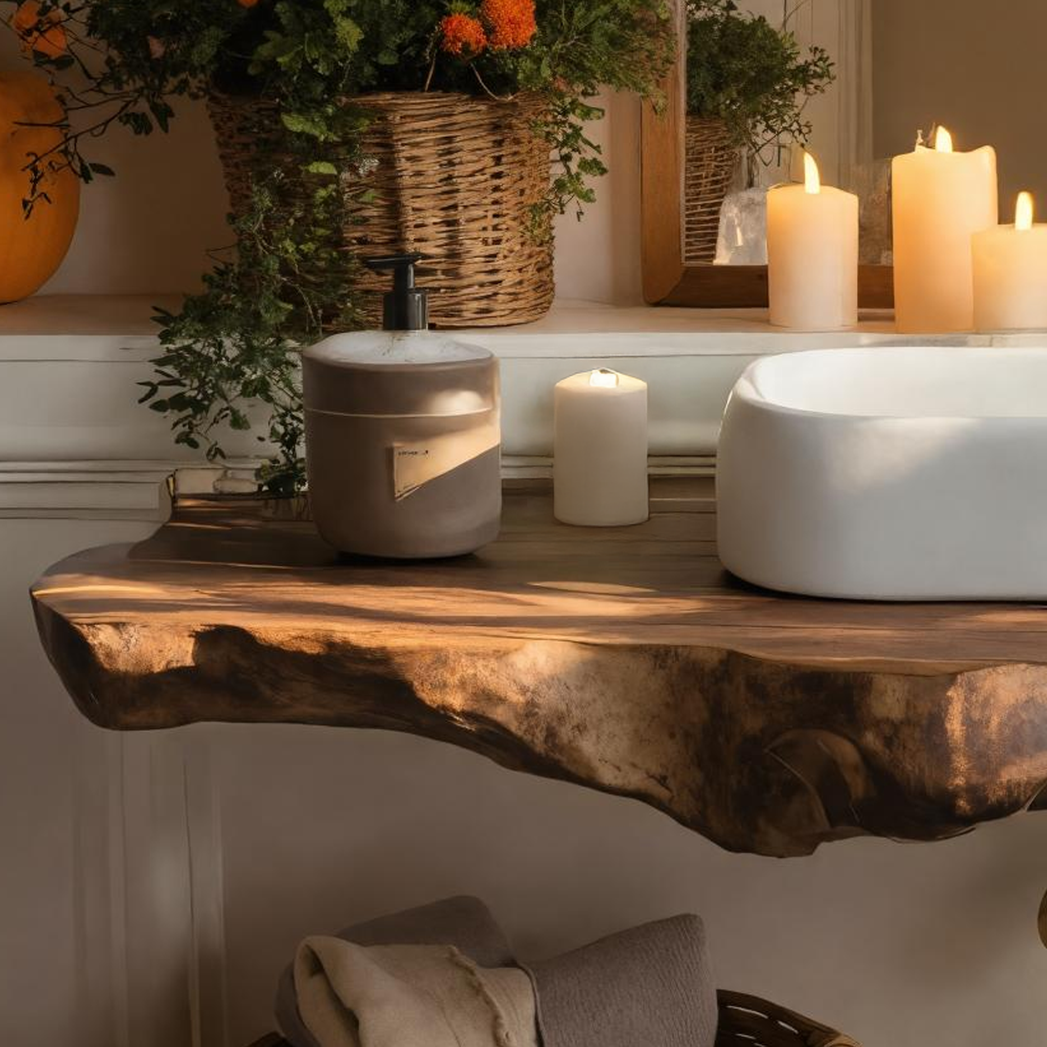 Modern Wooden Live Edge Bathroom Shelf For Furniture Decor Halloween Ideas SILDTTRHBS004