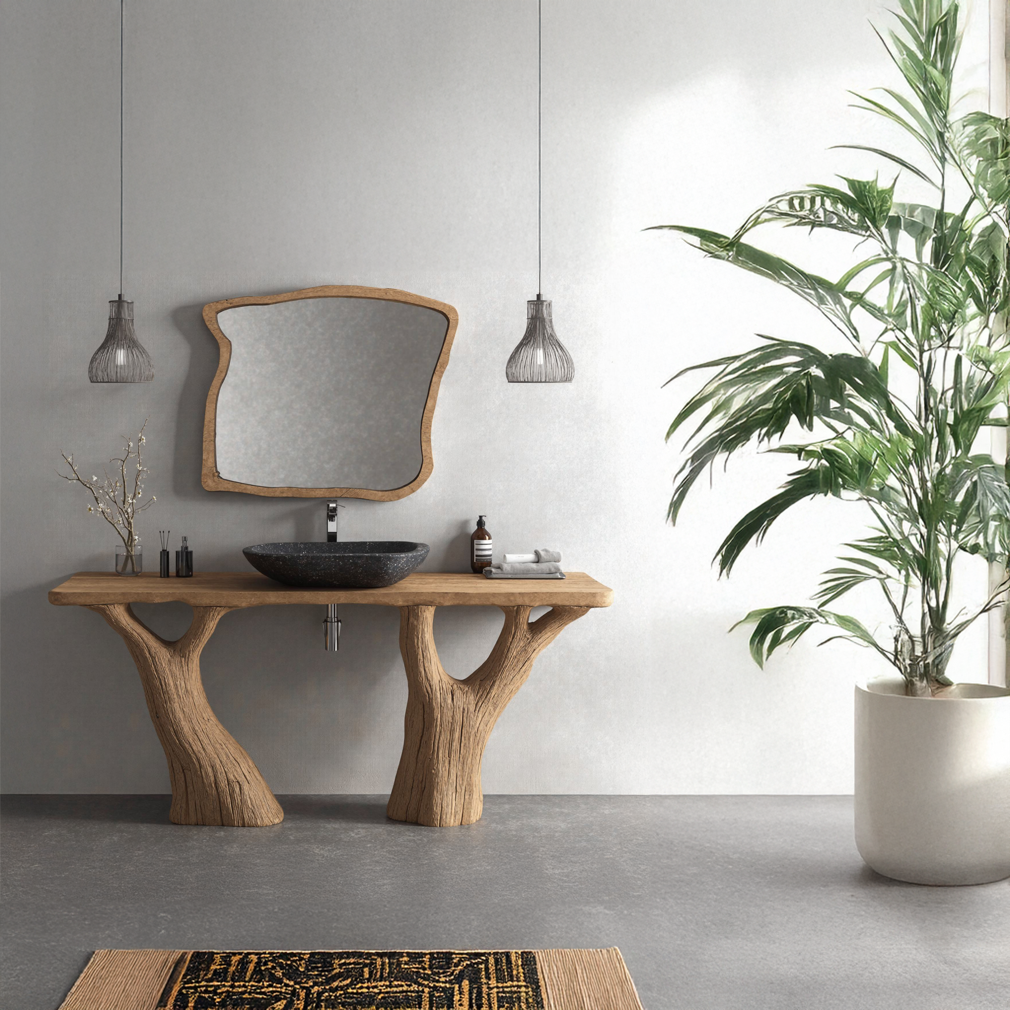 Rustic Floating Wood Vanity Bathroom Sink For Sleek Spaces SILDTBRV096