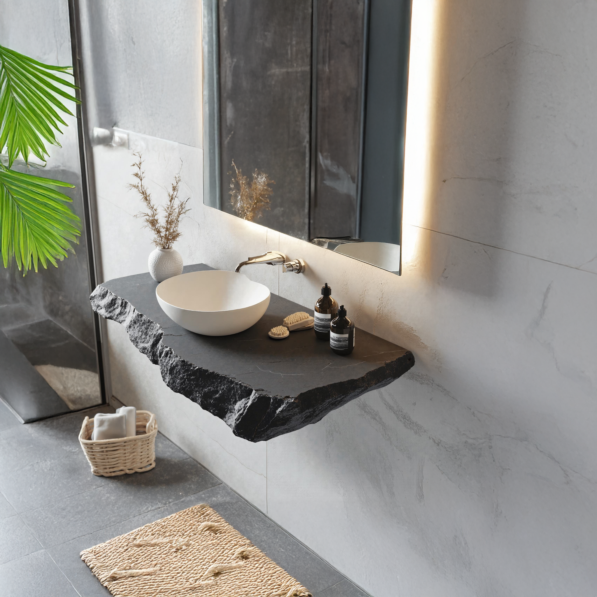 Floating Edge Bathroom Vanity Wood Shelf SILDTBRV039