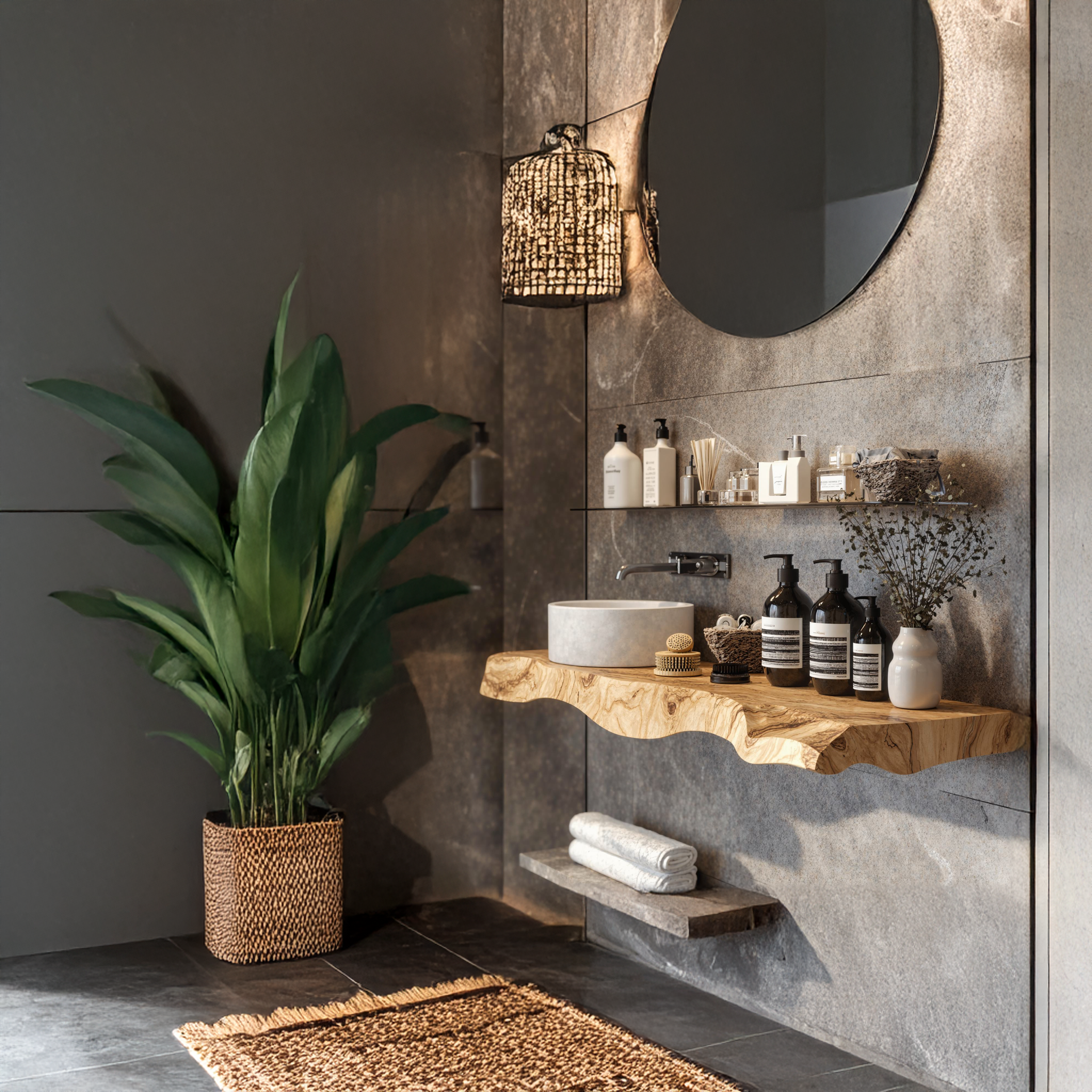 Handcrafted Counter Bathroom Vanity Shelf SILDTBRV045