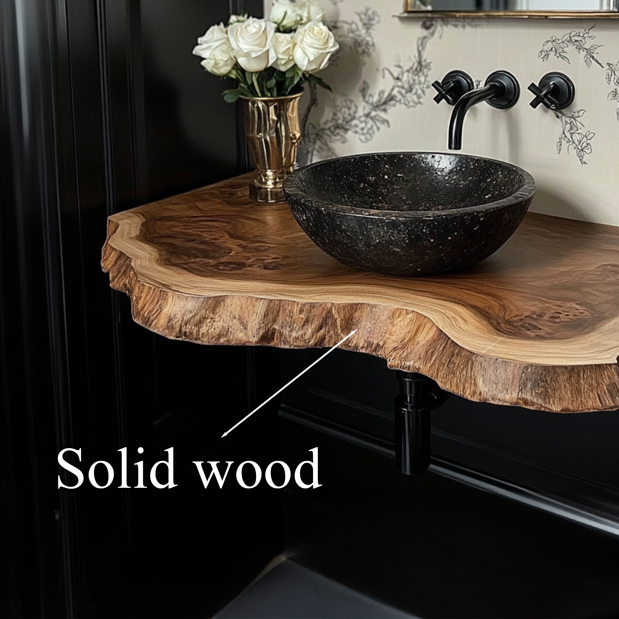 Wood Live Edge Bathroom Vanity Handcrafted Under Sink Shelf SINLBRV029
