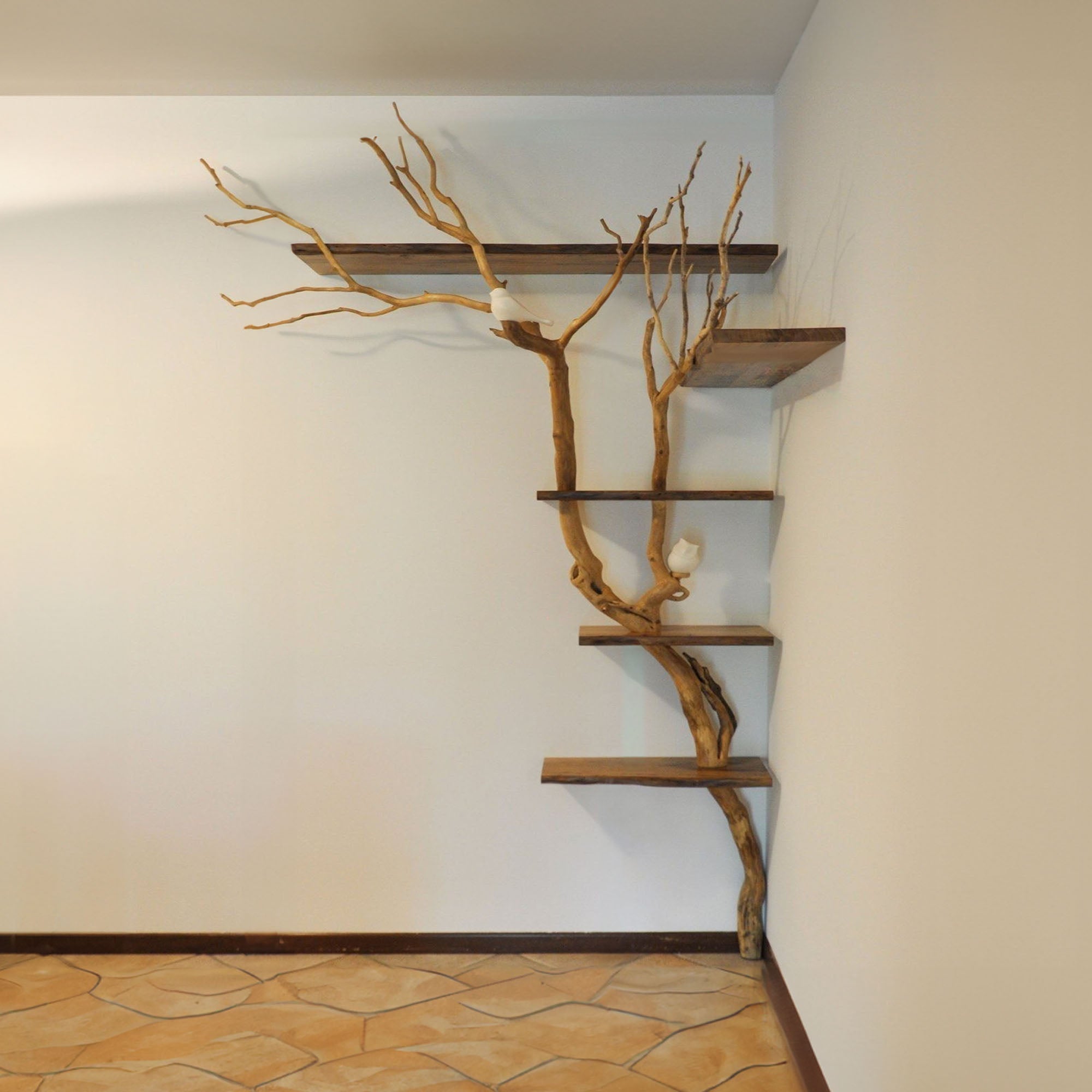 Mid Century Tree Branches Wood Floating Shelves SINLTB027