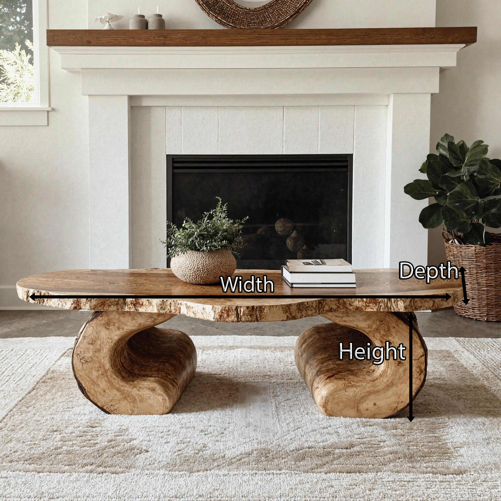 Handcrafted Rustic Wood Coffee Table Cozy Aesthetic SILDTCF104
