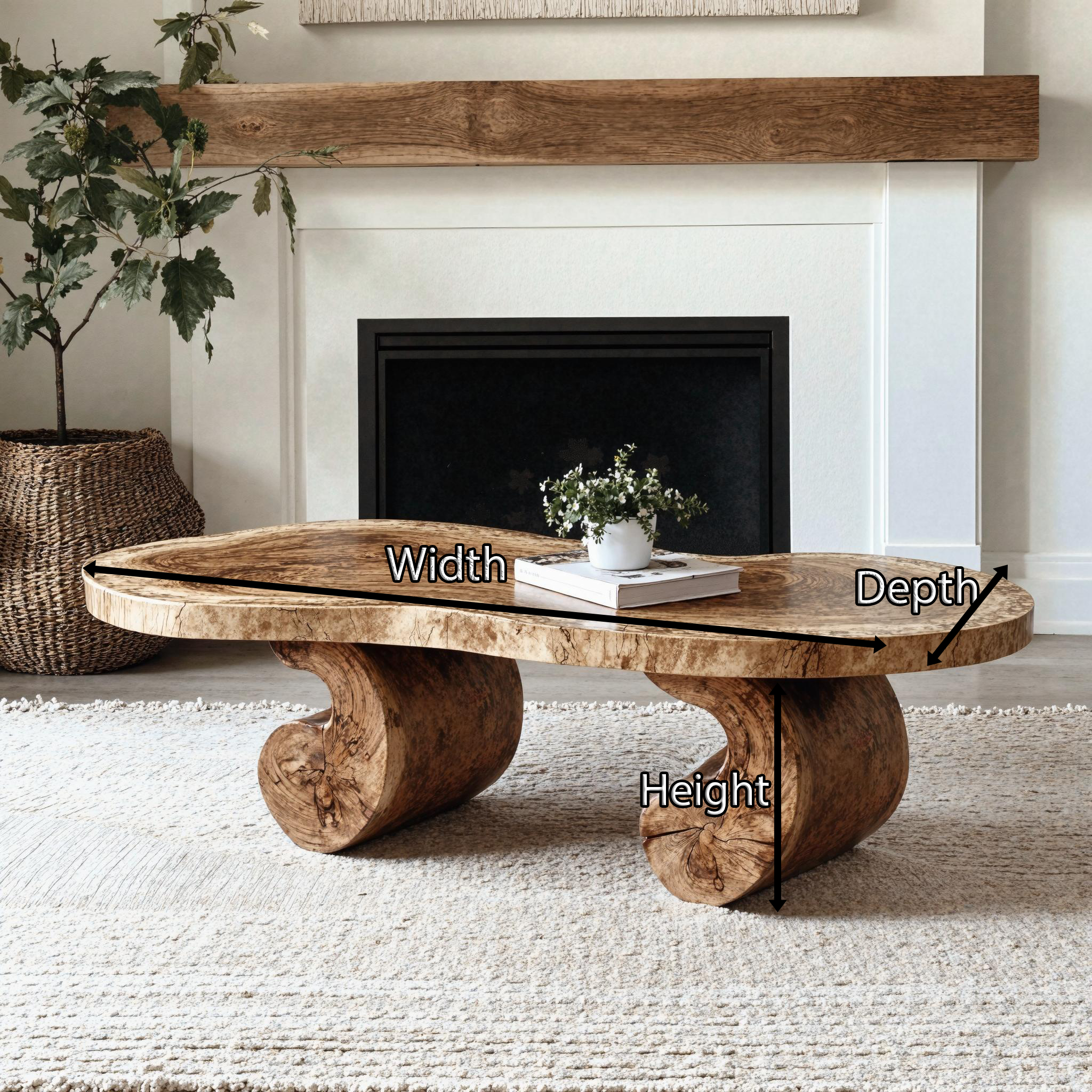 Handmade Live Edge Wood Coffee Table Natural Look SILDTCF103