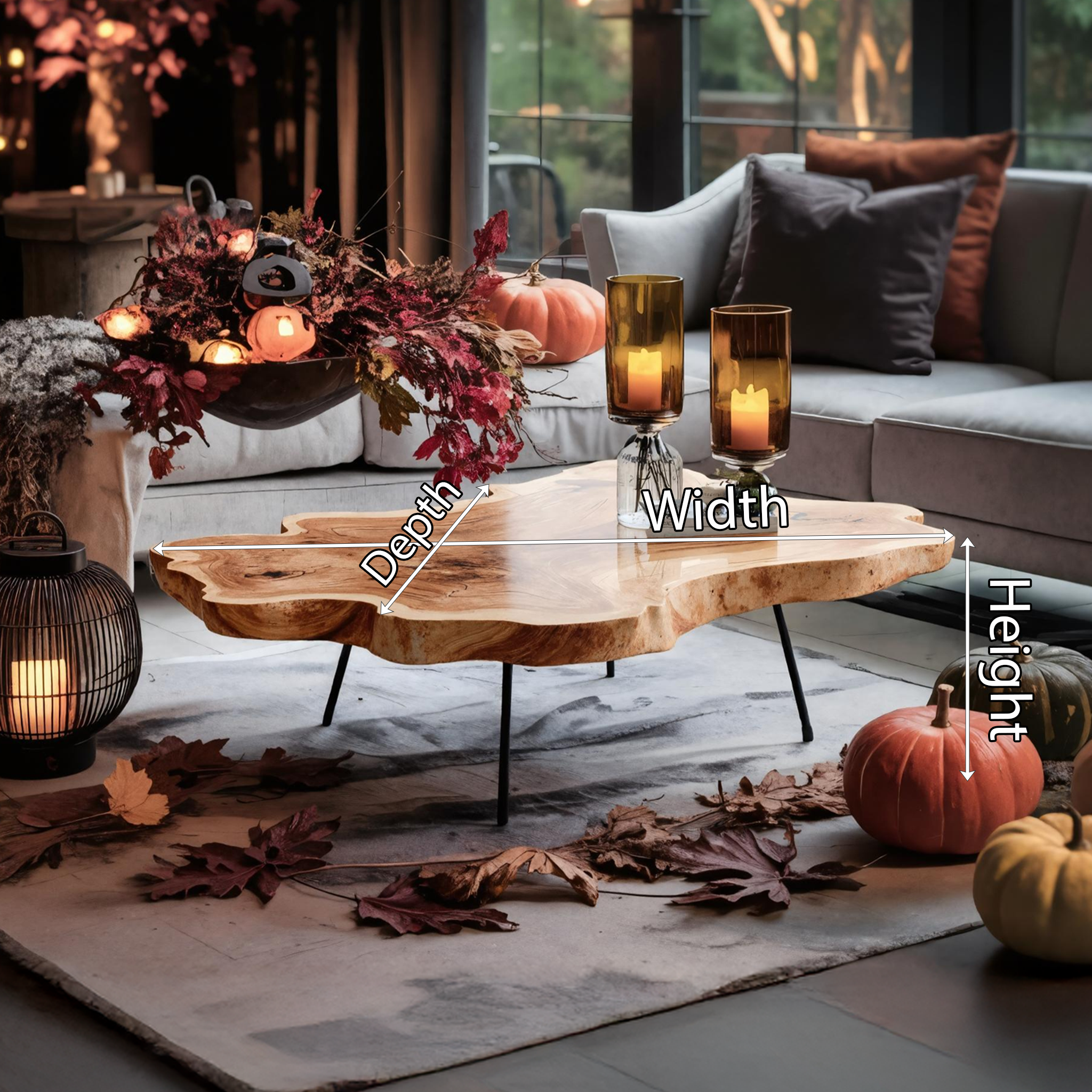 Modern Wooden Live Edge Coffee Table For Living Room Halloween Design SILDTTNHCF004