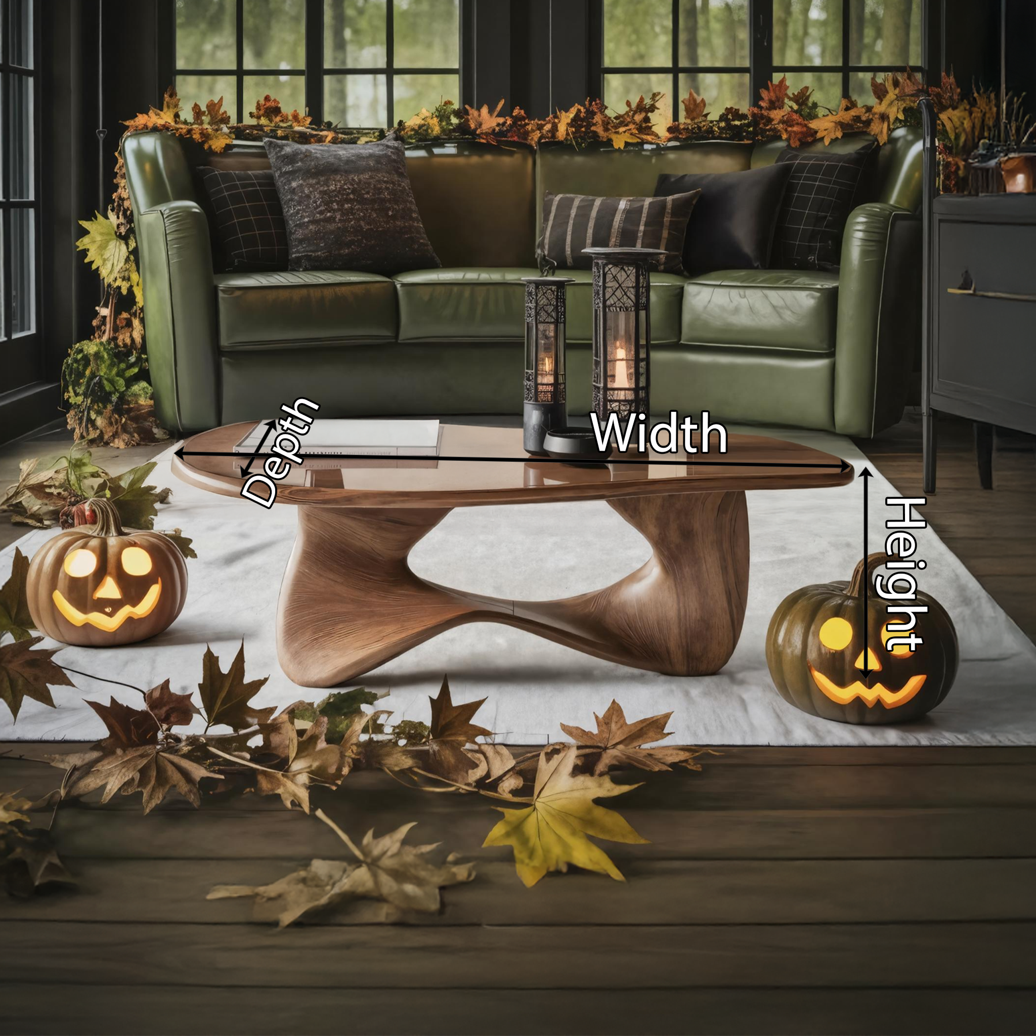 Mid Century Wooden Live Edge Coffee Table For Living Room Halloween Decor SILDTTNHCF001