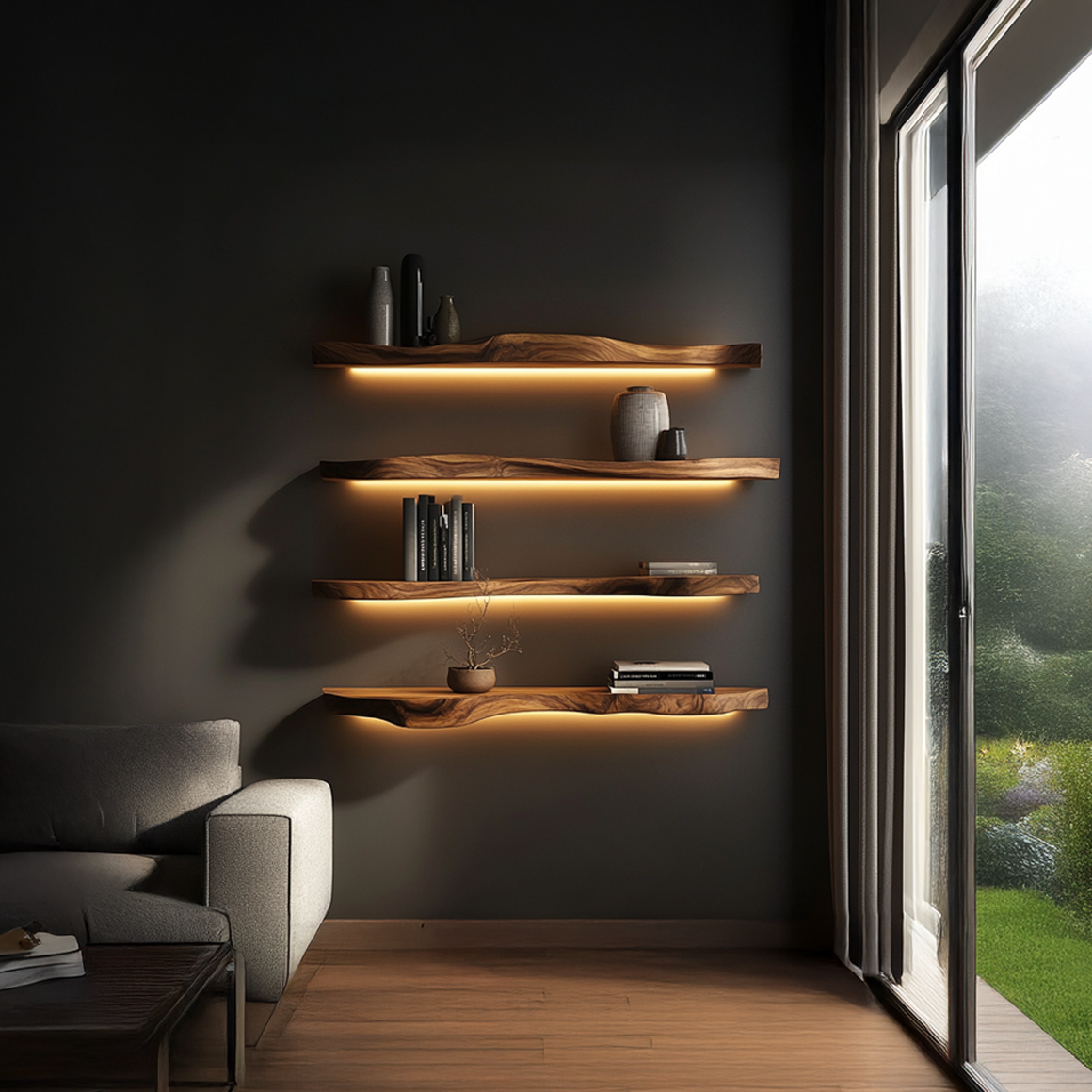 Mid Century Floating Wall Shelf For Modern Bedroom Decor SINLSAFL194