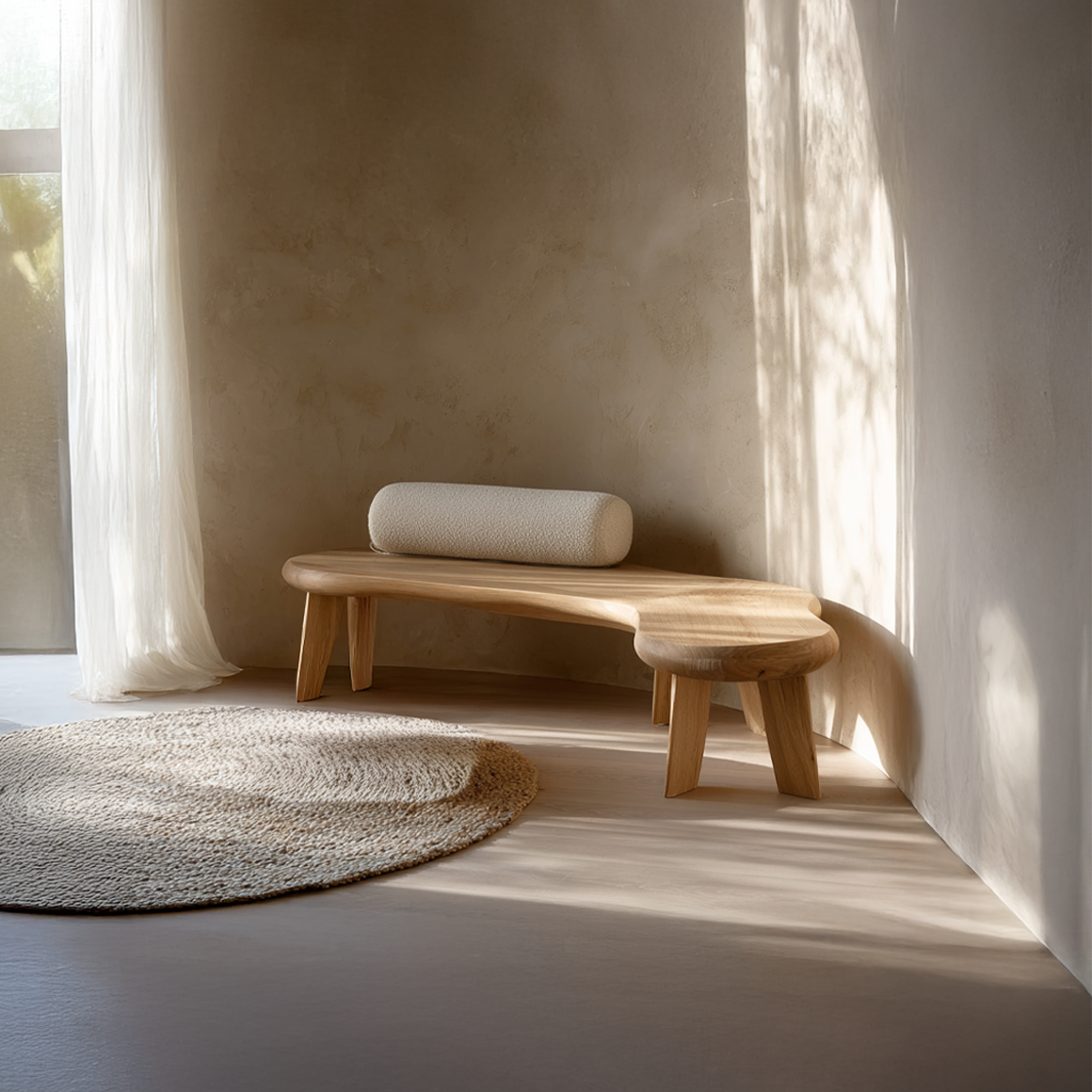 Japandi L Shaped Bench For Living Room And Entryway SINLSARS032