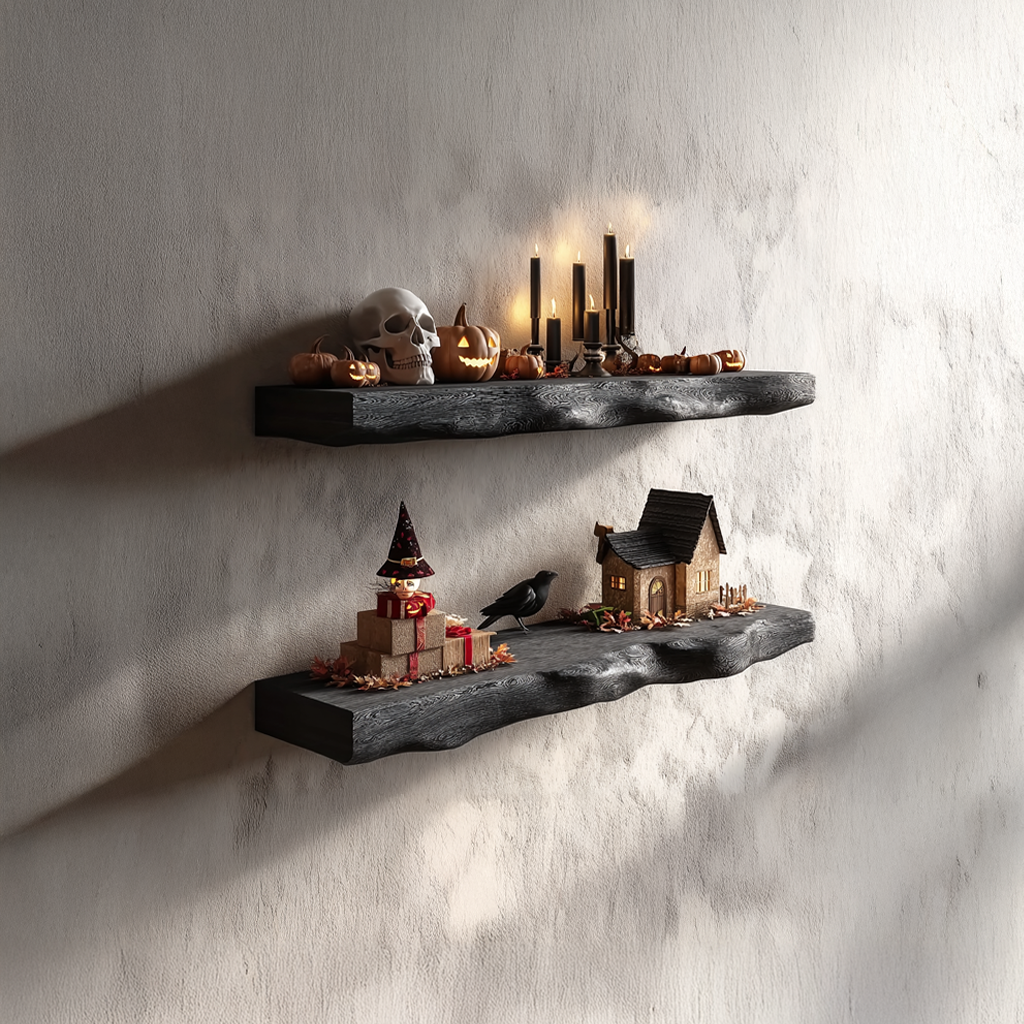 Rustic Halloween Floating Shelves Entryway SINLSAFL151