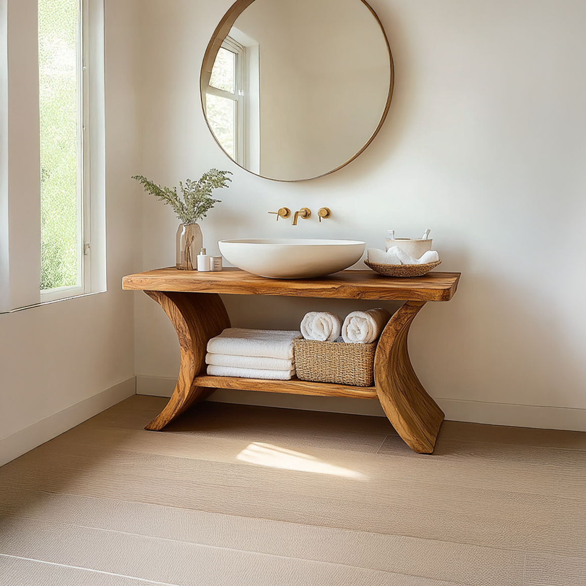 Rustic Wood Bathroom Vanity Table Cozy Bathroom Interior SINLSABRV200