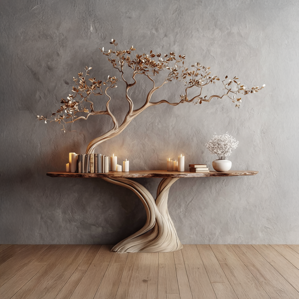 Midcentury Organic Console Table Entryway SINLSACS114
