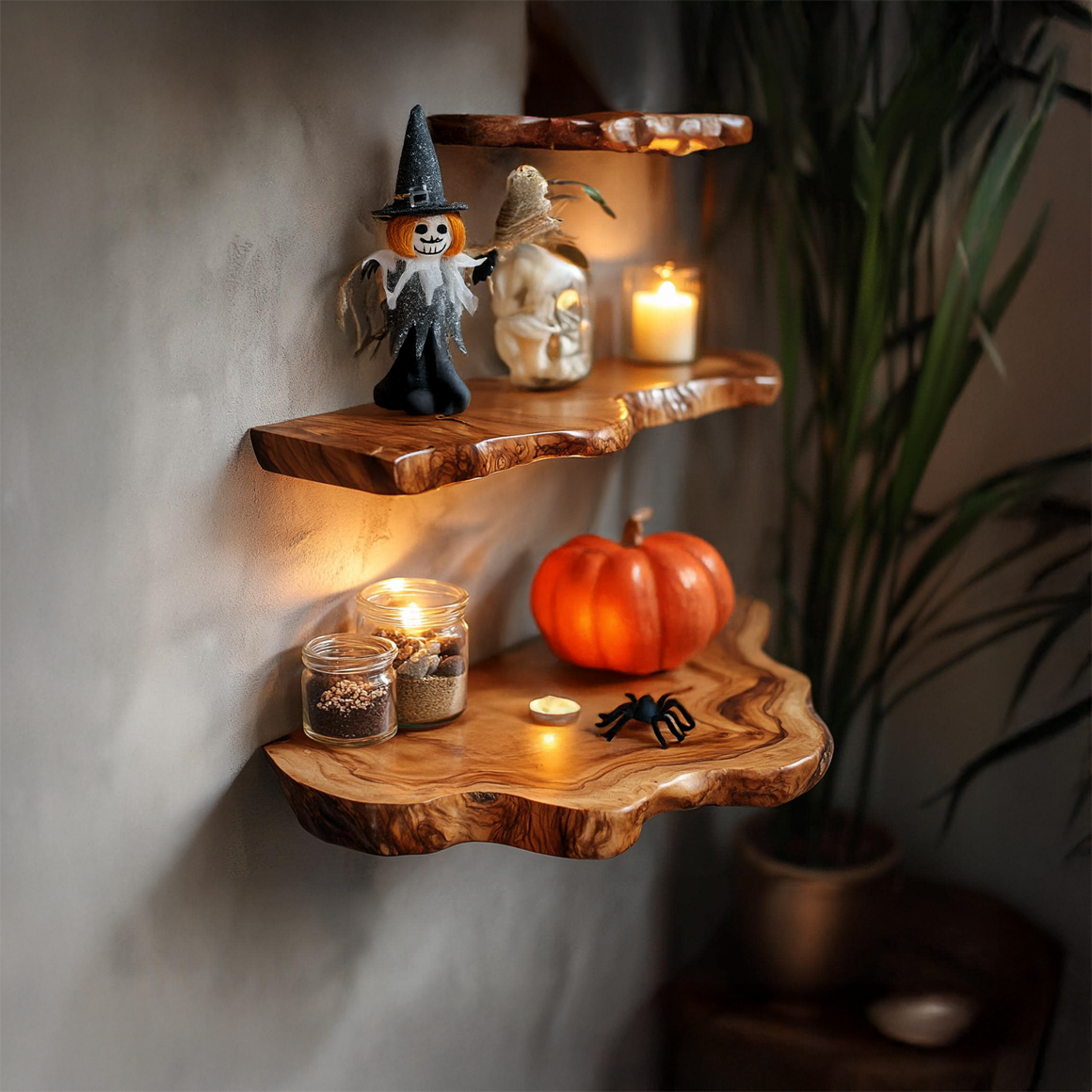 Rustic Halloween Floating Shelf Living Room Decor SINLSAHW016