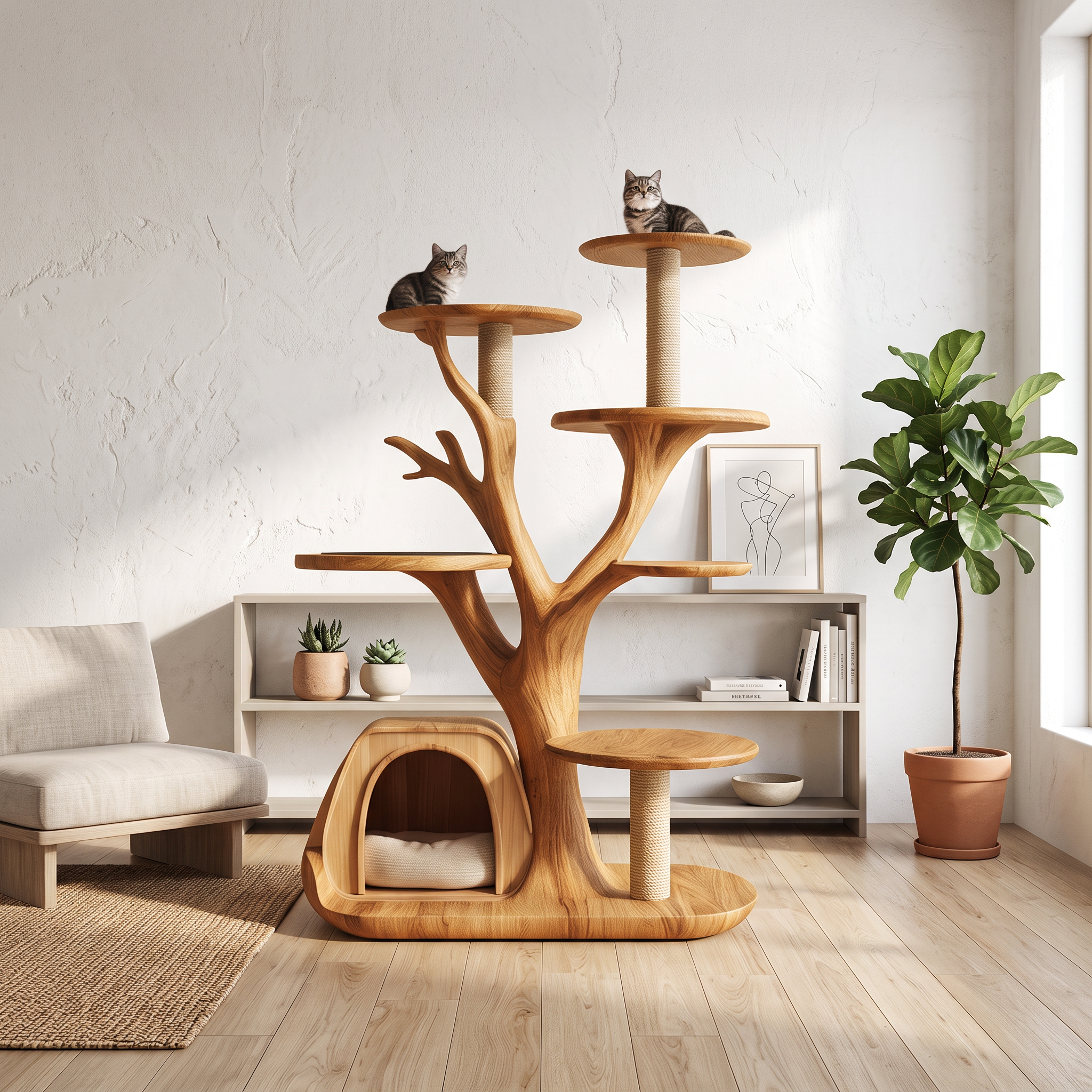 Rustic Tree Cat Tower Modern Living Room SINLSATT043