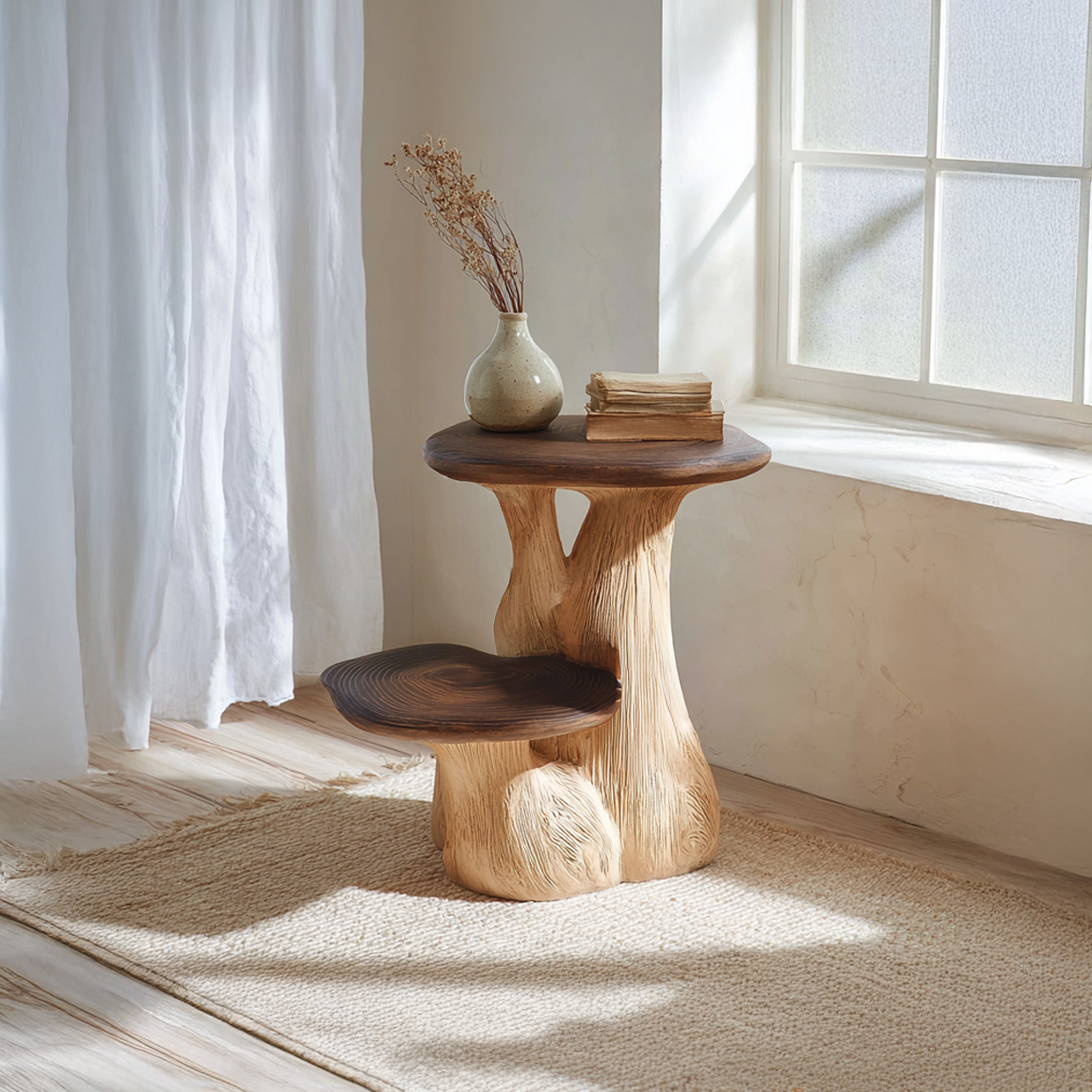 Rustic Mushroom End Table Entryway Or Bedroom SINLSABT103