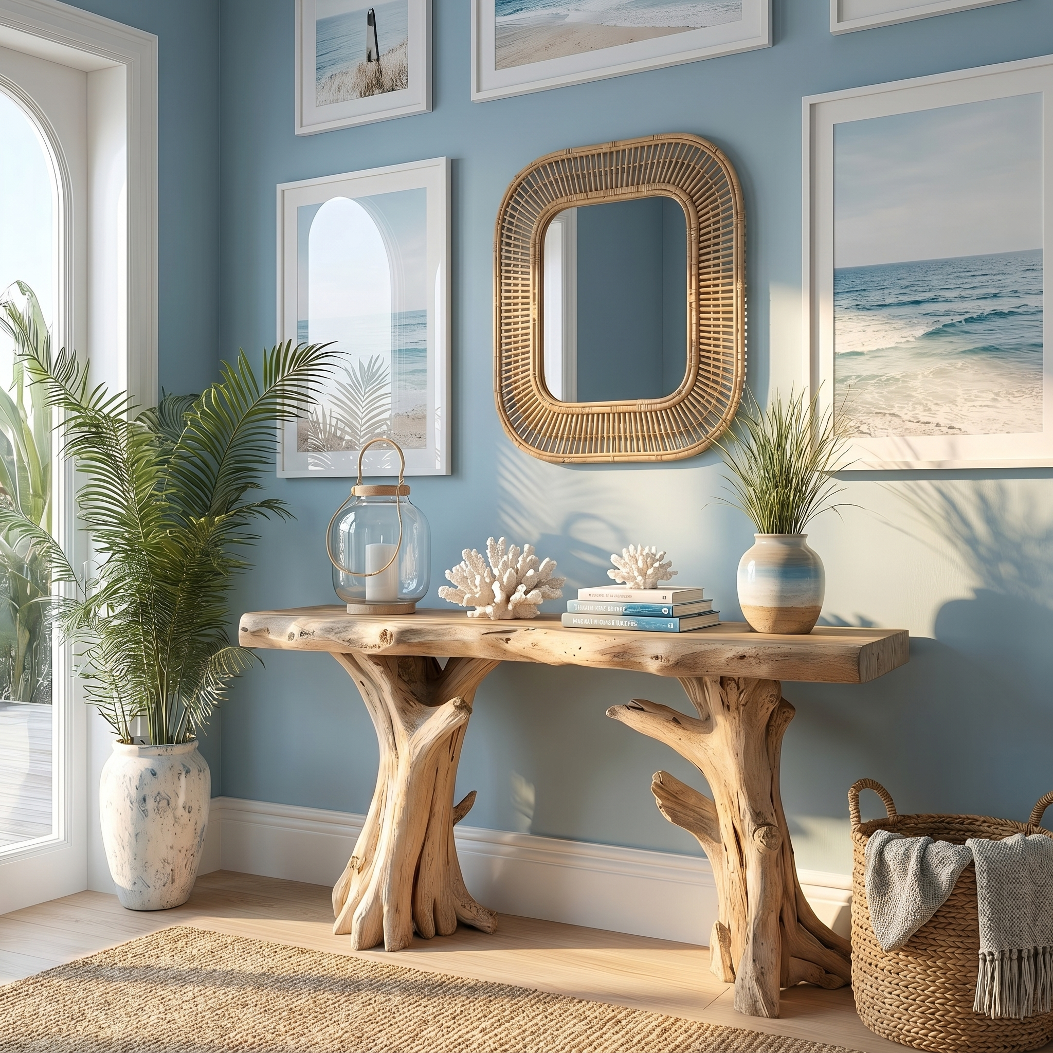 Coastal Driftwood Console Table Natural Tree Trunk Legs SINLSACS062
