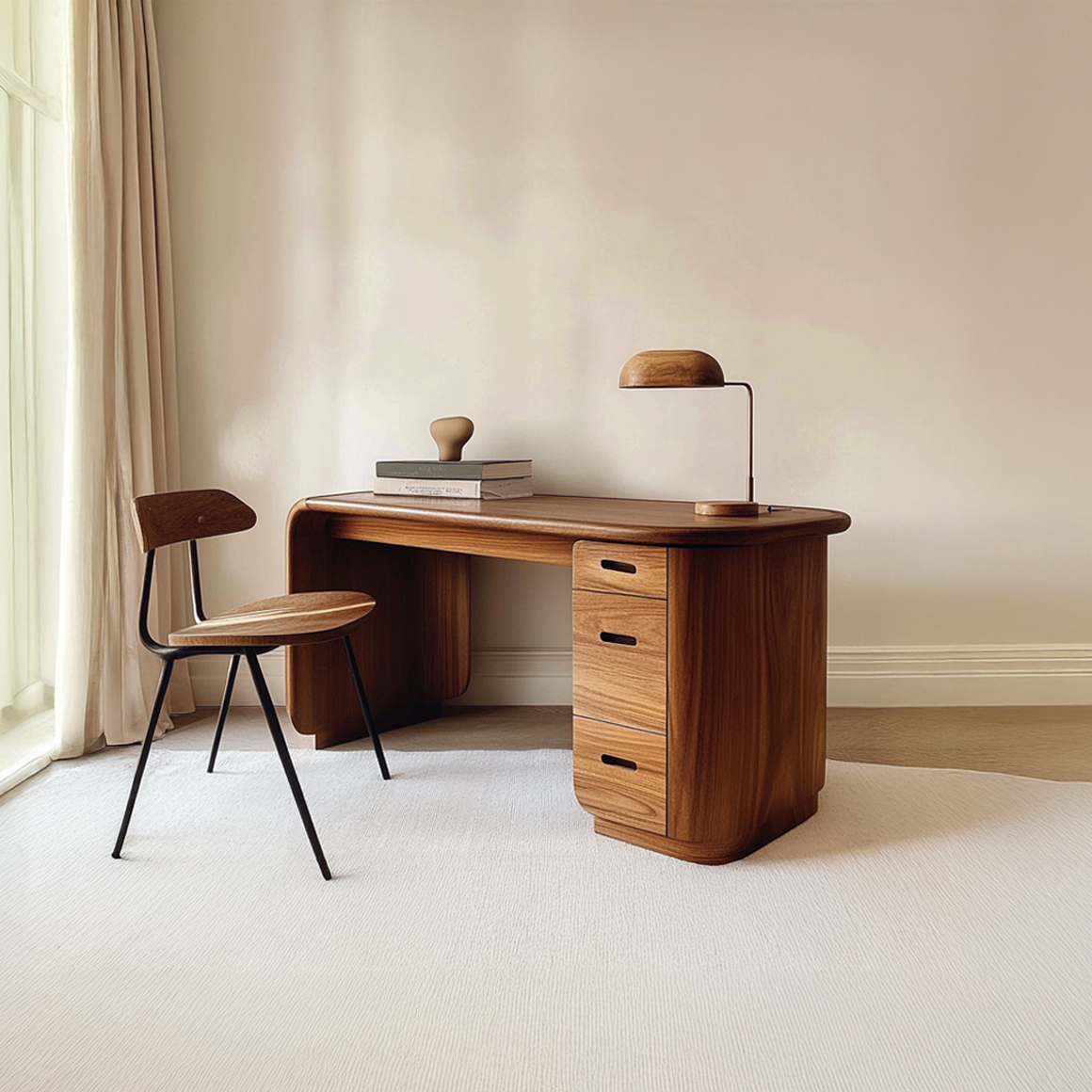 Mid Century Soft Modern Work Desk Bedroom And Home Office SINLSADK053