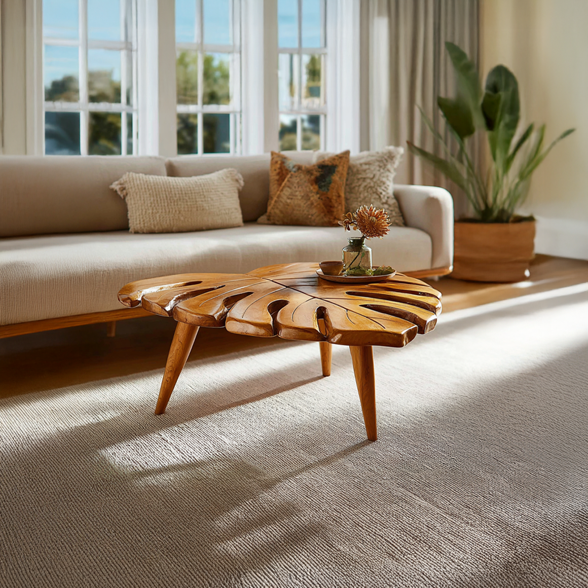 Organic Sculptural Leaf Coffee Table Living Room SINLSACF192
