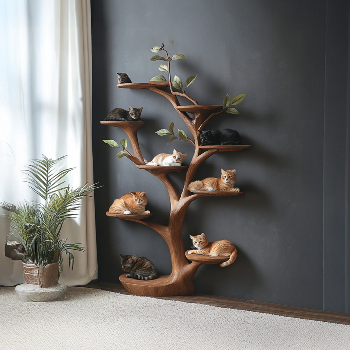 Rustic Tree Cat Perch Artistic Pet Furniture SINLSATT072