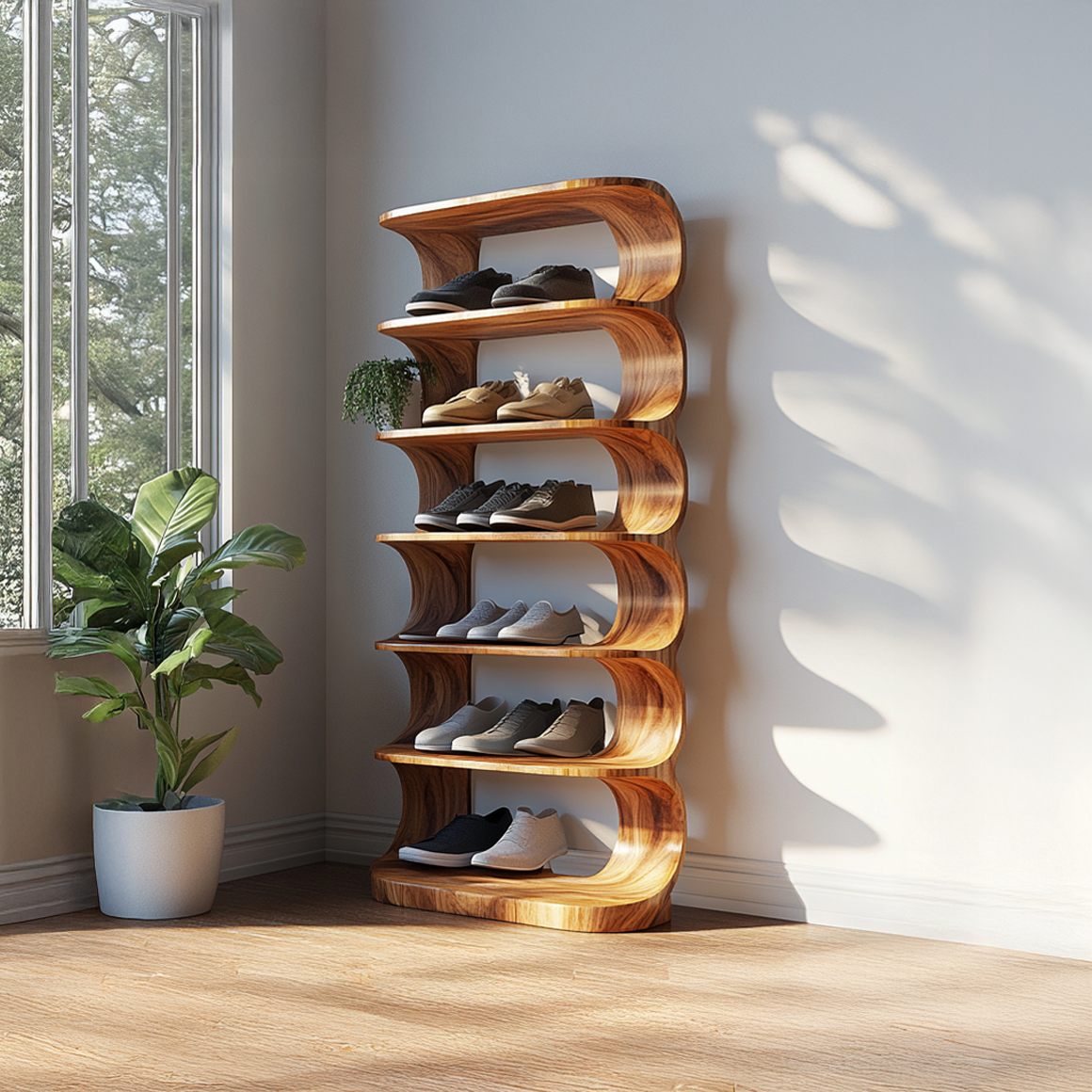 Rustic Minimal Shoe Rack Living Room And Bedroom SINLSASB063