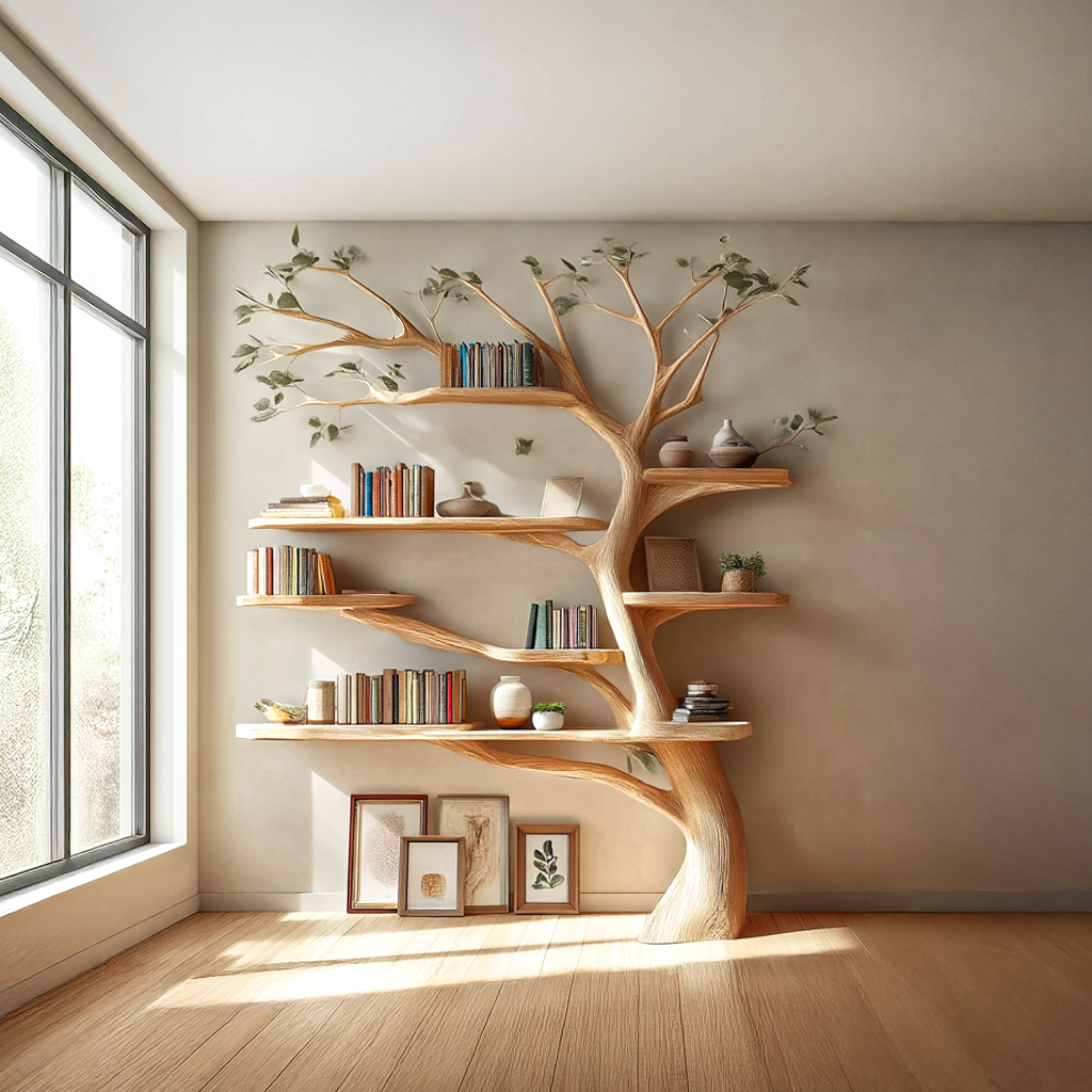 Midcentury Tree Bookshelf Living Room SINLSATB232