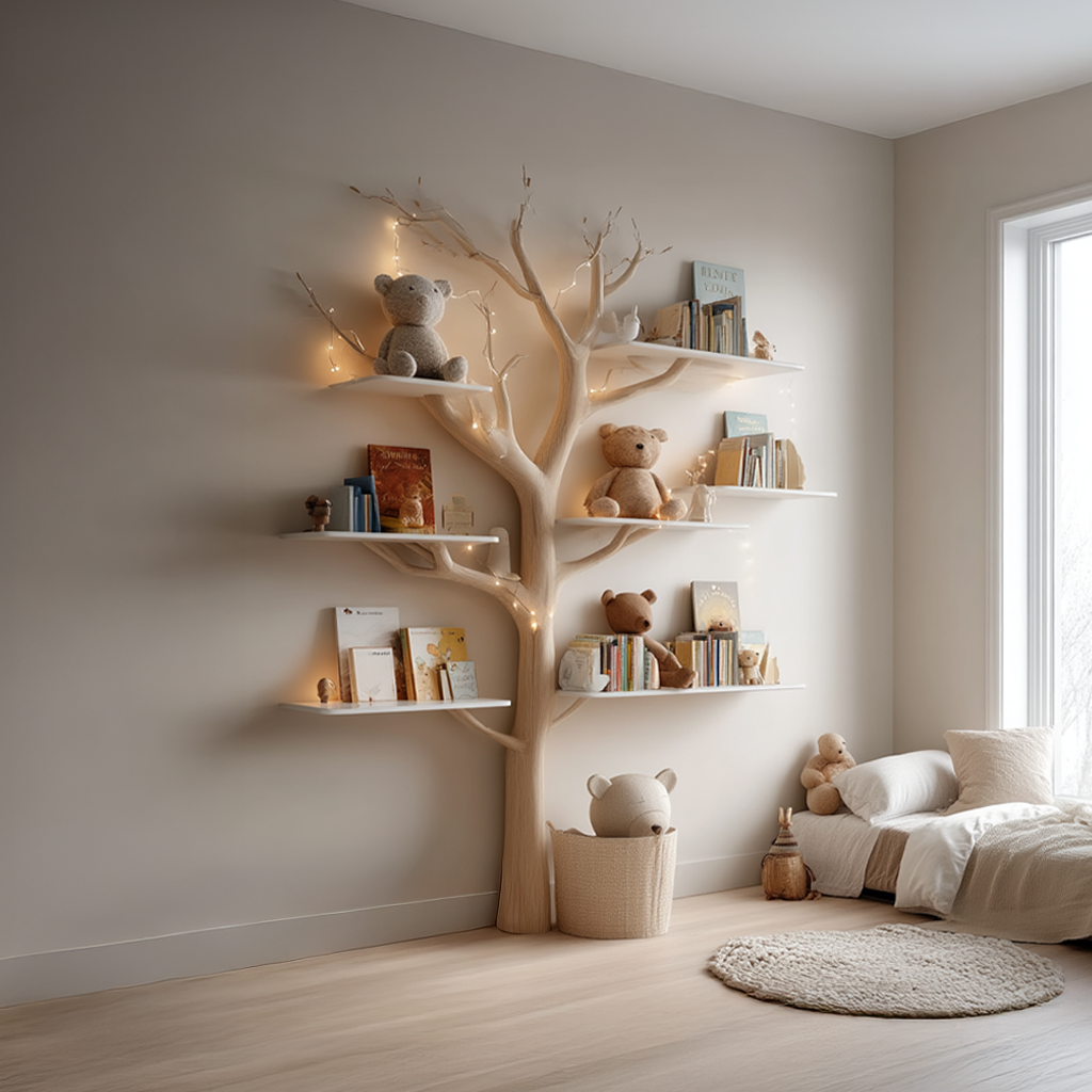 Midcentury Tree Bookcase Study Room Nursery SINLSATB258