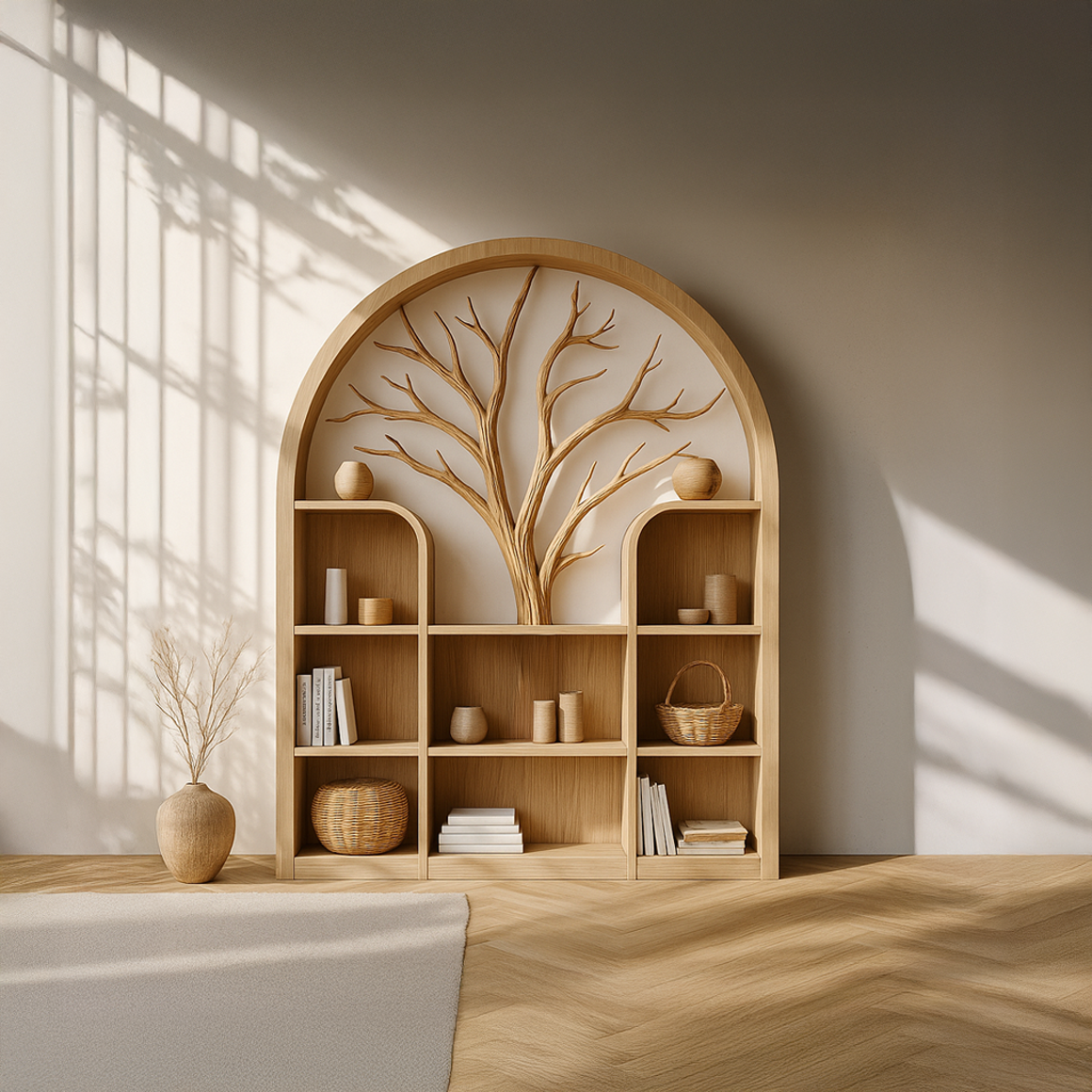 Scandinavian Rustic Tree Inspired Storage Cabinet Living Room SINLSASC239