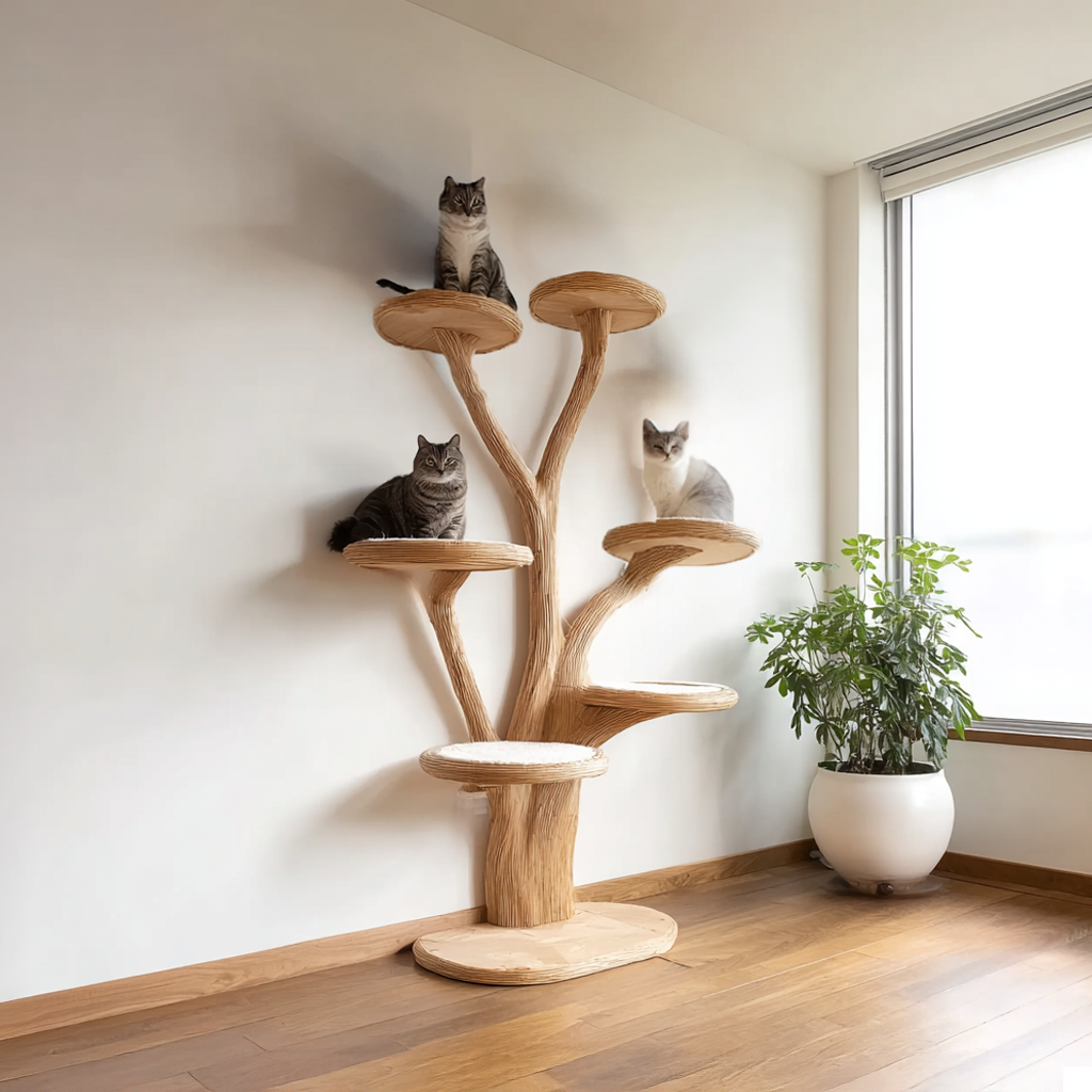 Mid Century Tree Cat Tower Family Room SINLSATT026
