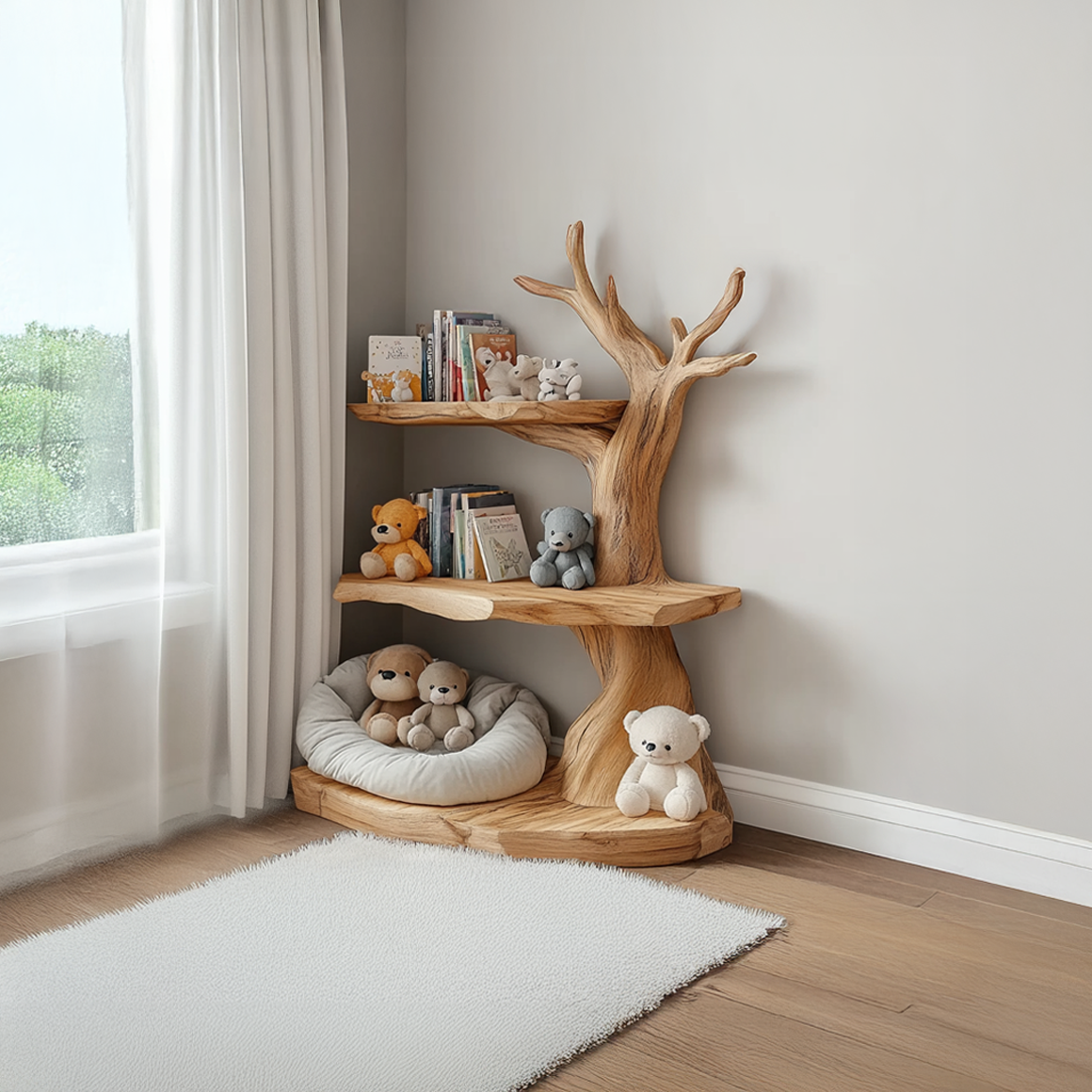 Rustic Corner Tree Bookshelf Children Bedroom SINLSATB320
