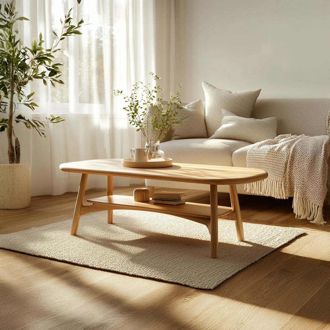 Scandinavian Soft Edge Coffee Table Living Room SINLSACF225