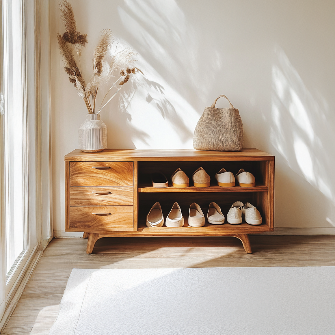 Mid Century Organic Shoe Storage Entryway And Studio SINLSASB070