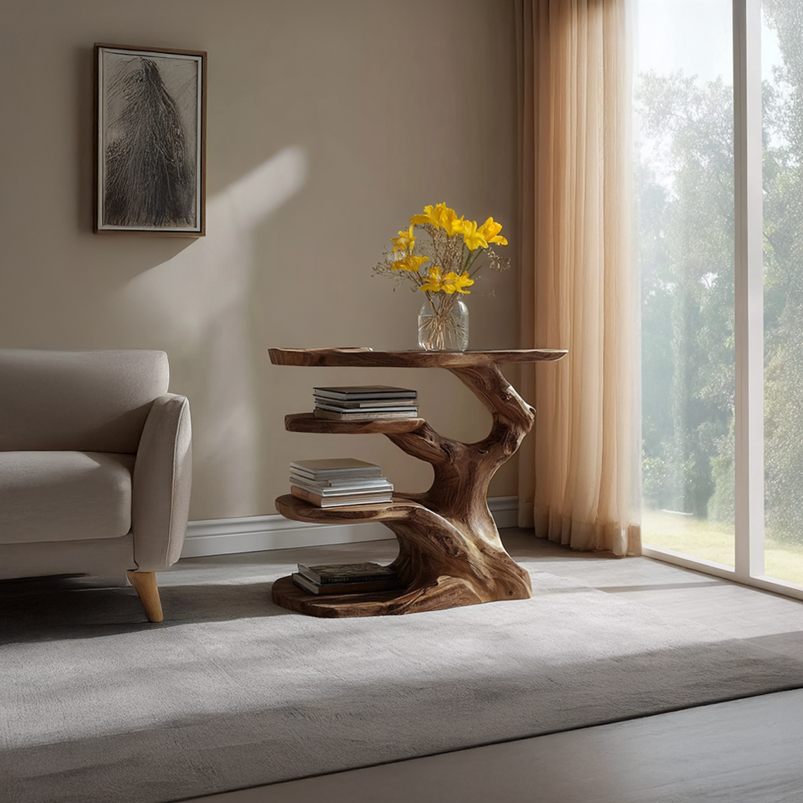 Free Standing Rustic Tree Side Table Bedroom SINLSABT088
