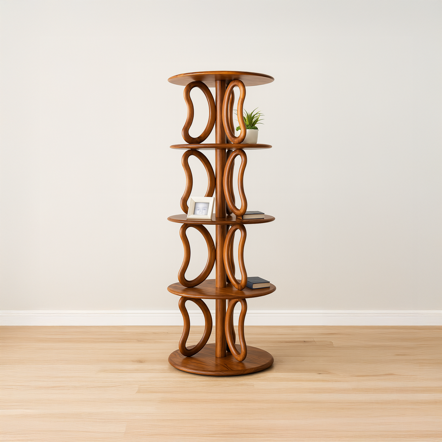 Rustic Round Bookshelf Living Room SINLSATT032