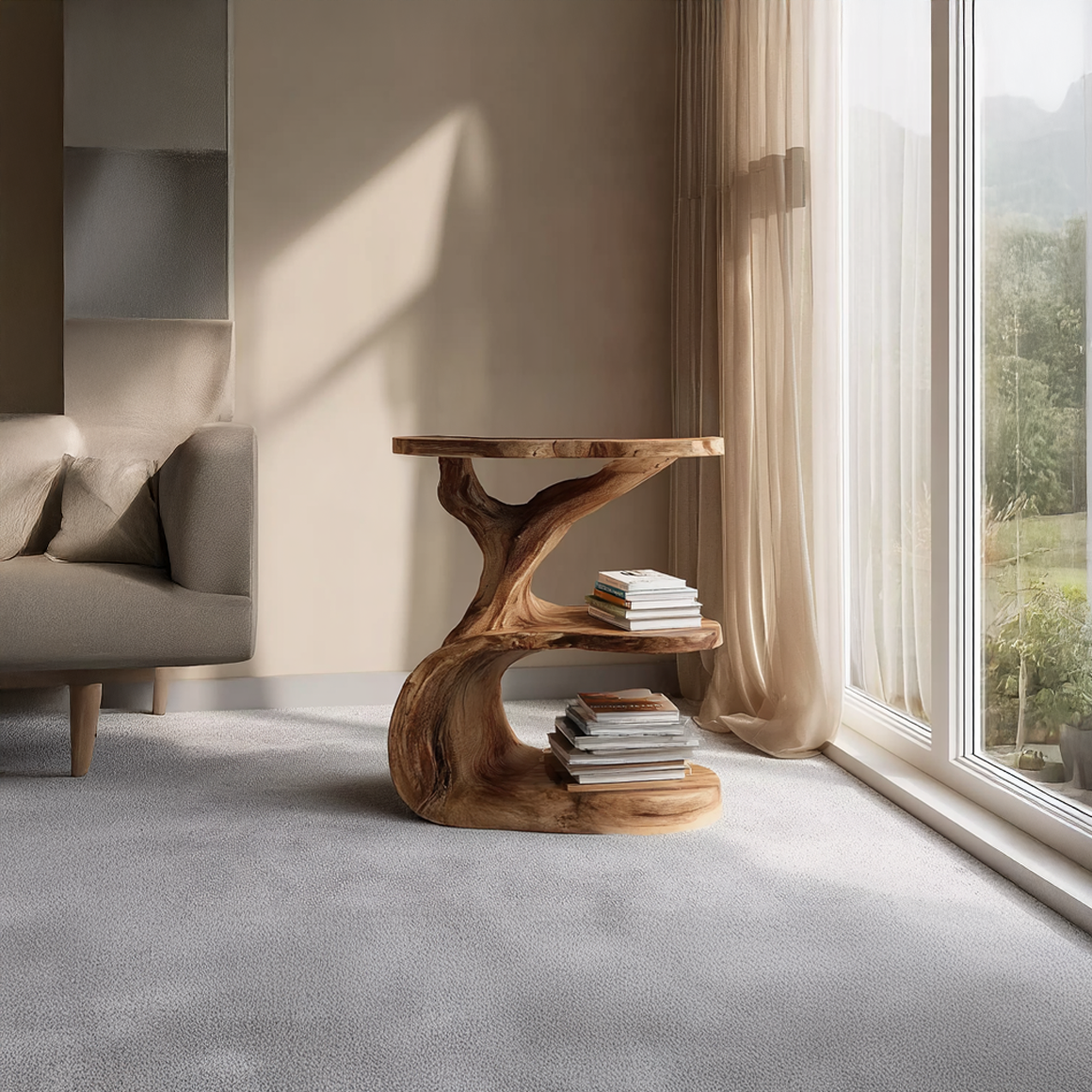 Free Standing Rustic Tree End Table Guest Room SINLSABT089