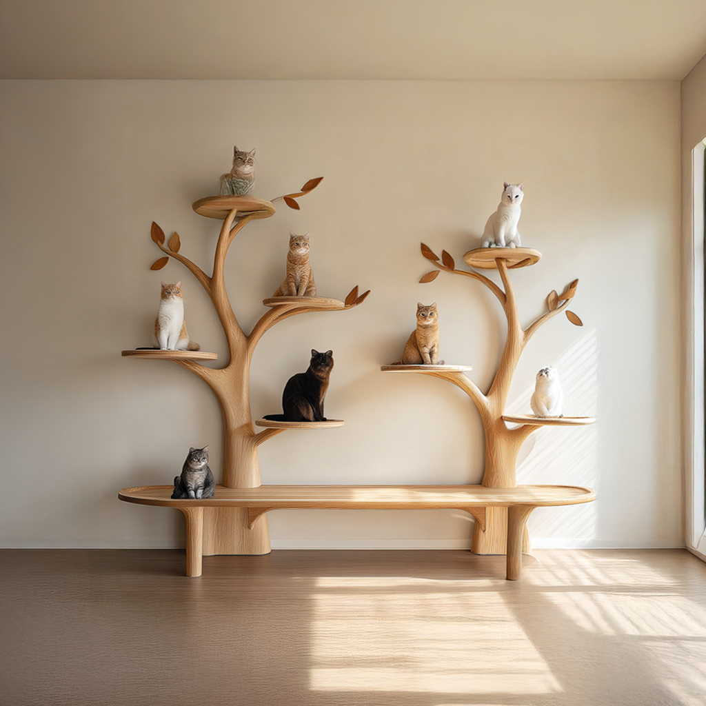 Mid Century Tree Cat Tower Living Study SINLSATT034