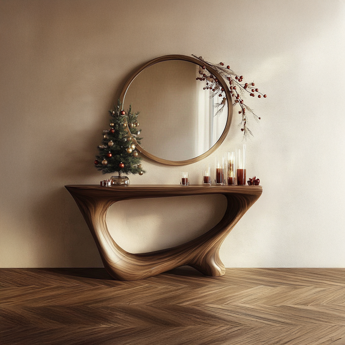 Mid Century Rustic Console Table Christmas Entryway SINLSACS289